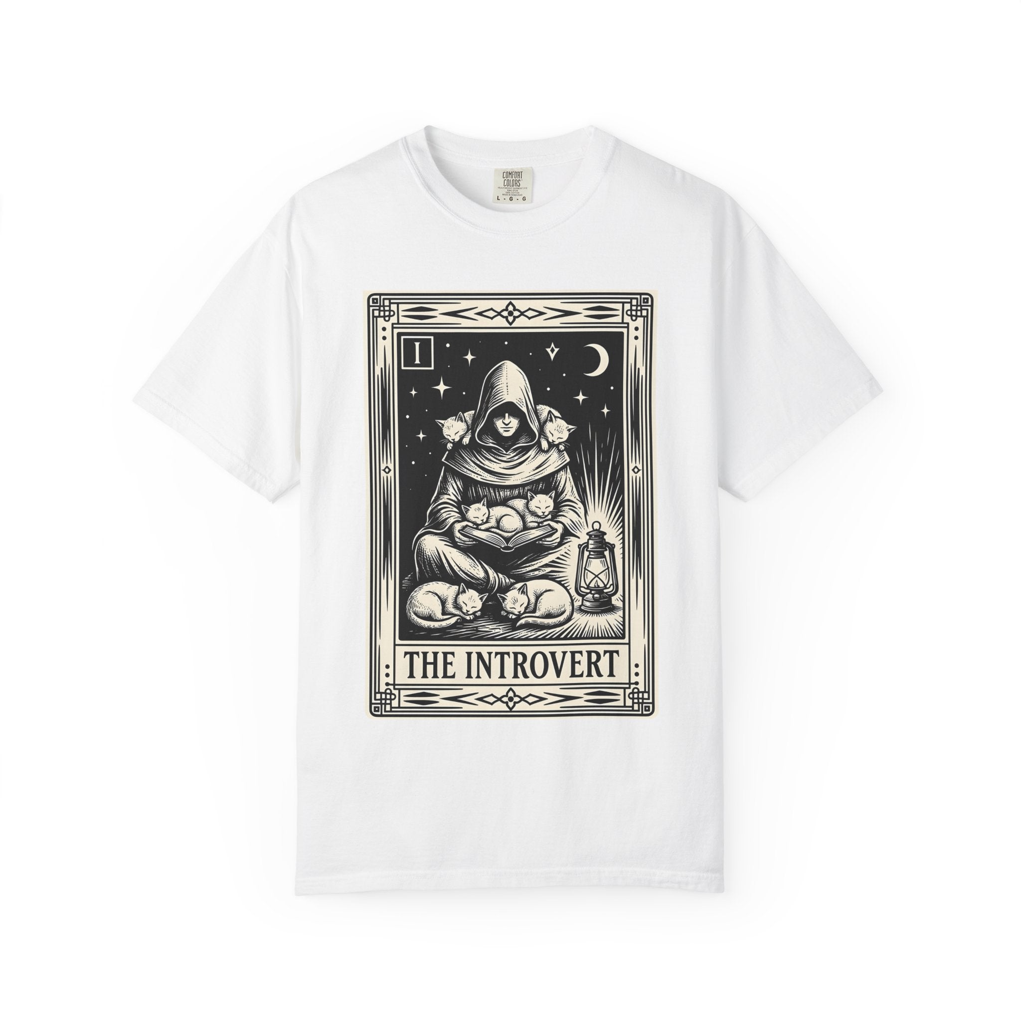 Hooded Character Cats Shirt Cat Quiet Gift Women Divination Tee Kitty Cat T-Shirt Cat Fan Occult Tshirt Silent Graphic Antique Lamp Tshirt