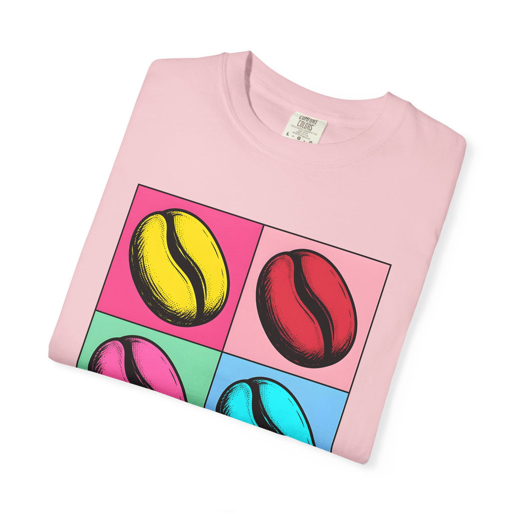 Coffee Bean Shirt Coffee Foodie Gift Women Pop Art Tee Coffee Bean T-Shirt Coffee Fan Pop Art Tshirt Foodie Graphic Retro Color Block Tshirt