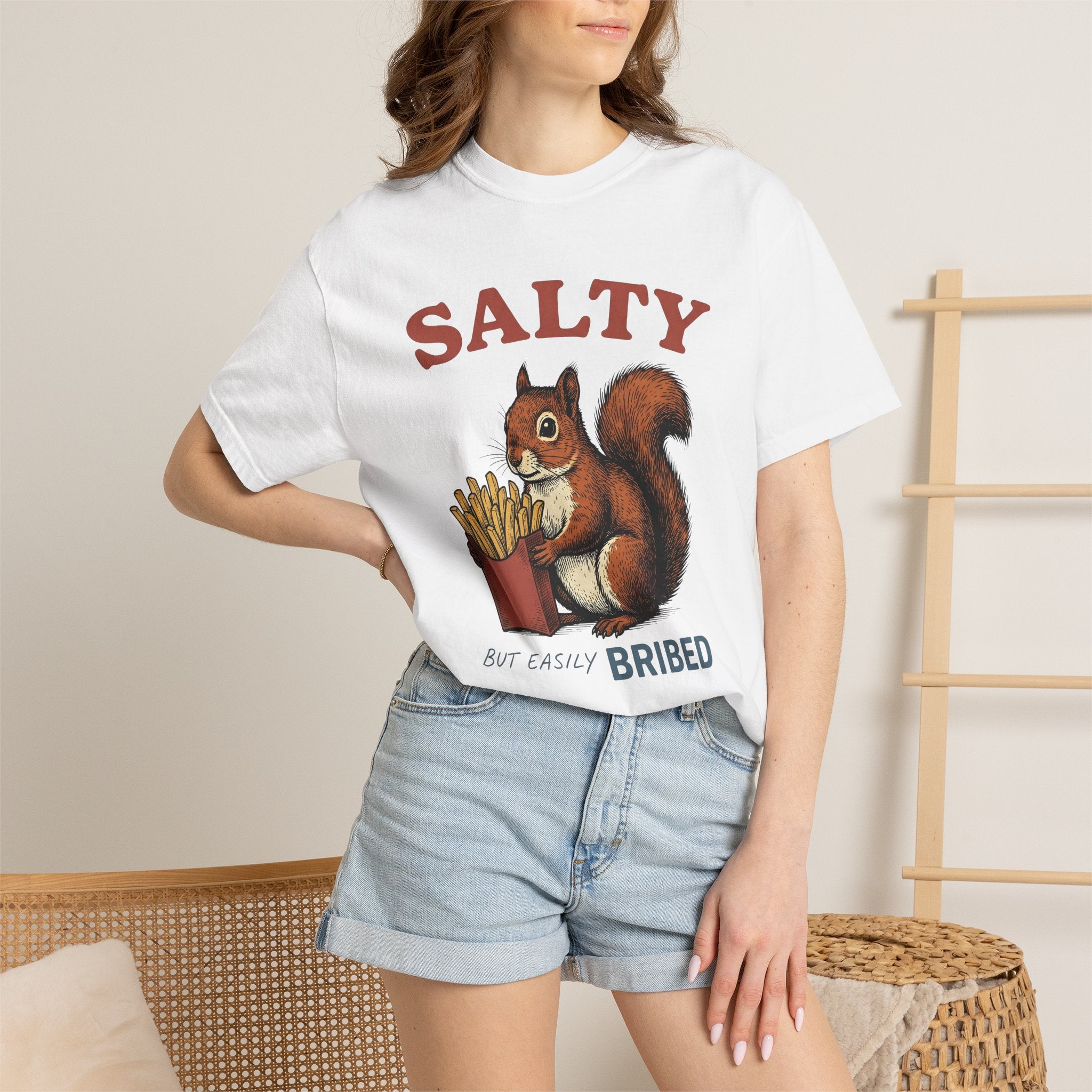 Squirrel Fries Shirt Funny Animal Gift Women Vintage Tee Fried Squirrel T-Shirt Humor Fan Retro Tshirt Wildlife Graphic Hand Drawn Food