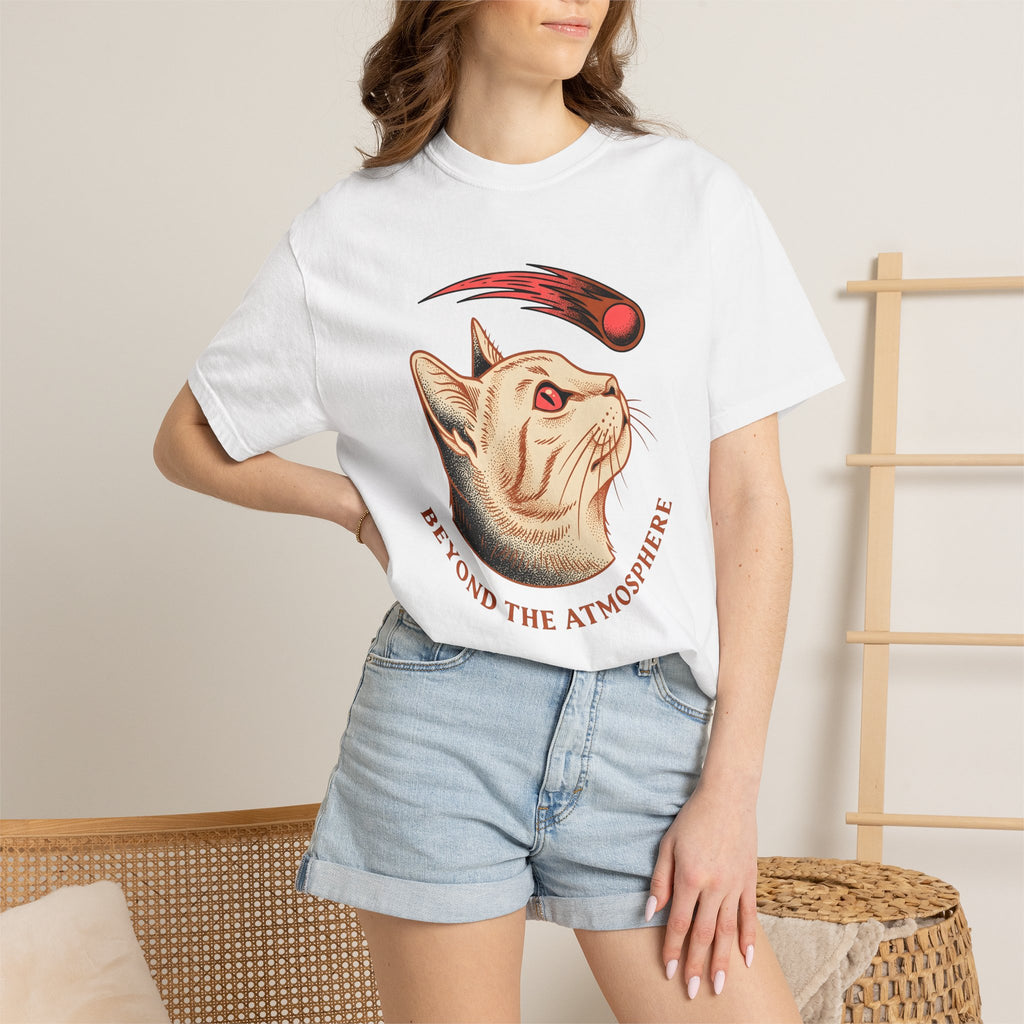 Cat Head Shirt Cat Space Gift Women Vintage Tee Kitten T-Shirt Feline Fan Retro Tshirt Astronomy Graphic Tshirt Retro Comet Tshirt