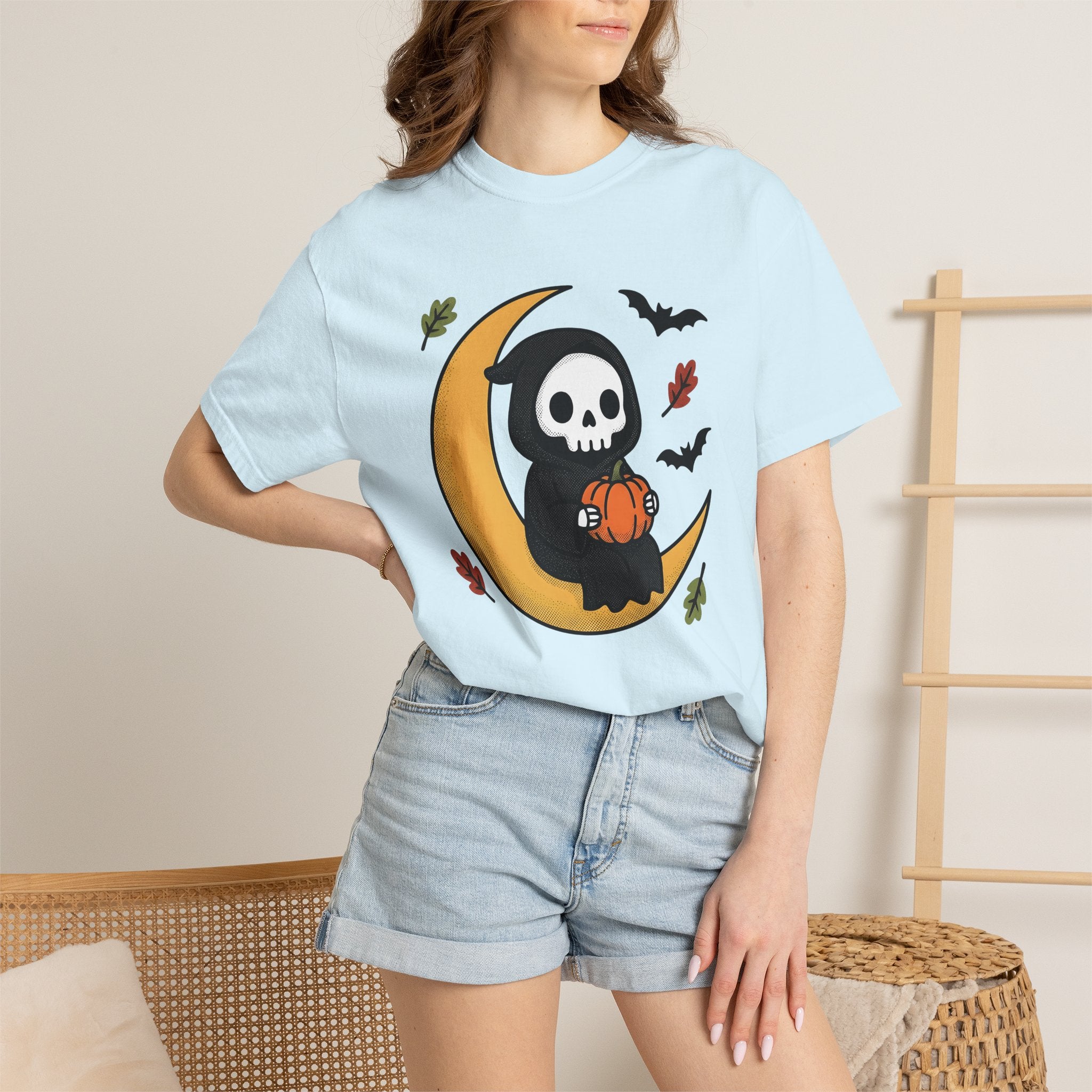 Reaper Character Shirt Halloween Horror Gift Women Playful Tee Grim Reaper T-Shirt Horror Fan Scary Graphic Spooky Animation Gourd Tshirt