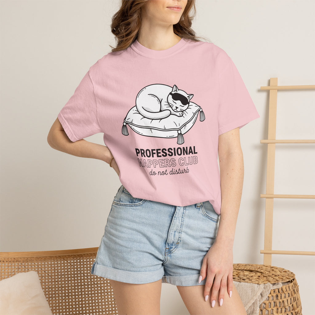 Napping Cat Shirt Cat Joke Gift Women Sketch Tee Kitten T-Shirt Cat Fan Feline Tshirt Humor Graphic Clean Cushion Tshirt