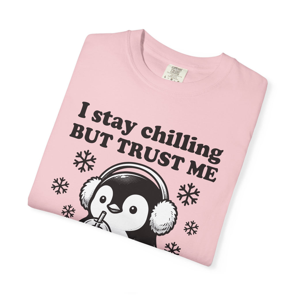 Penguin Drink Shirt Funny Fauna Gift Women Hand Drawn Tee Puffin T-Shirt Comedian Fan Cartoon Tshirt Wildlife Graphic Classic Frozen Flakes