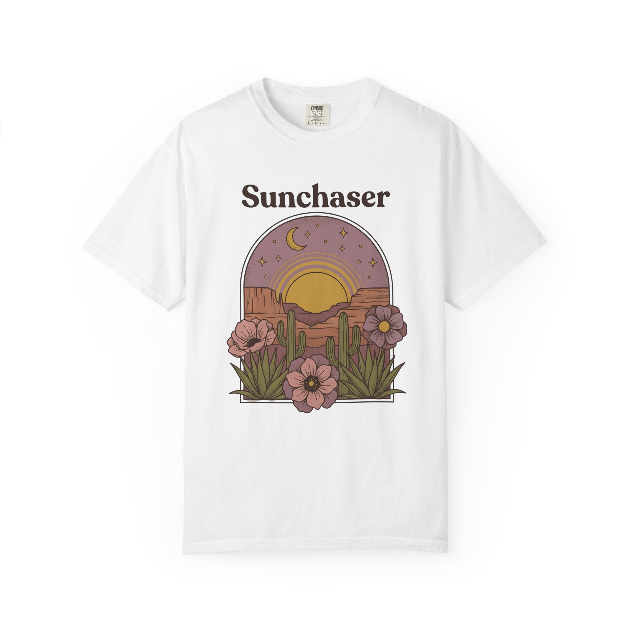 Desert Sunset Shirt Boho Landscape Gift Women Southwestern Tee Dusk T-Shirt Bohemian Fan Tribal Tshirt Scenic Graphic Classic Wildflowers