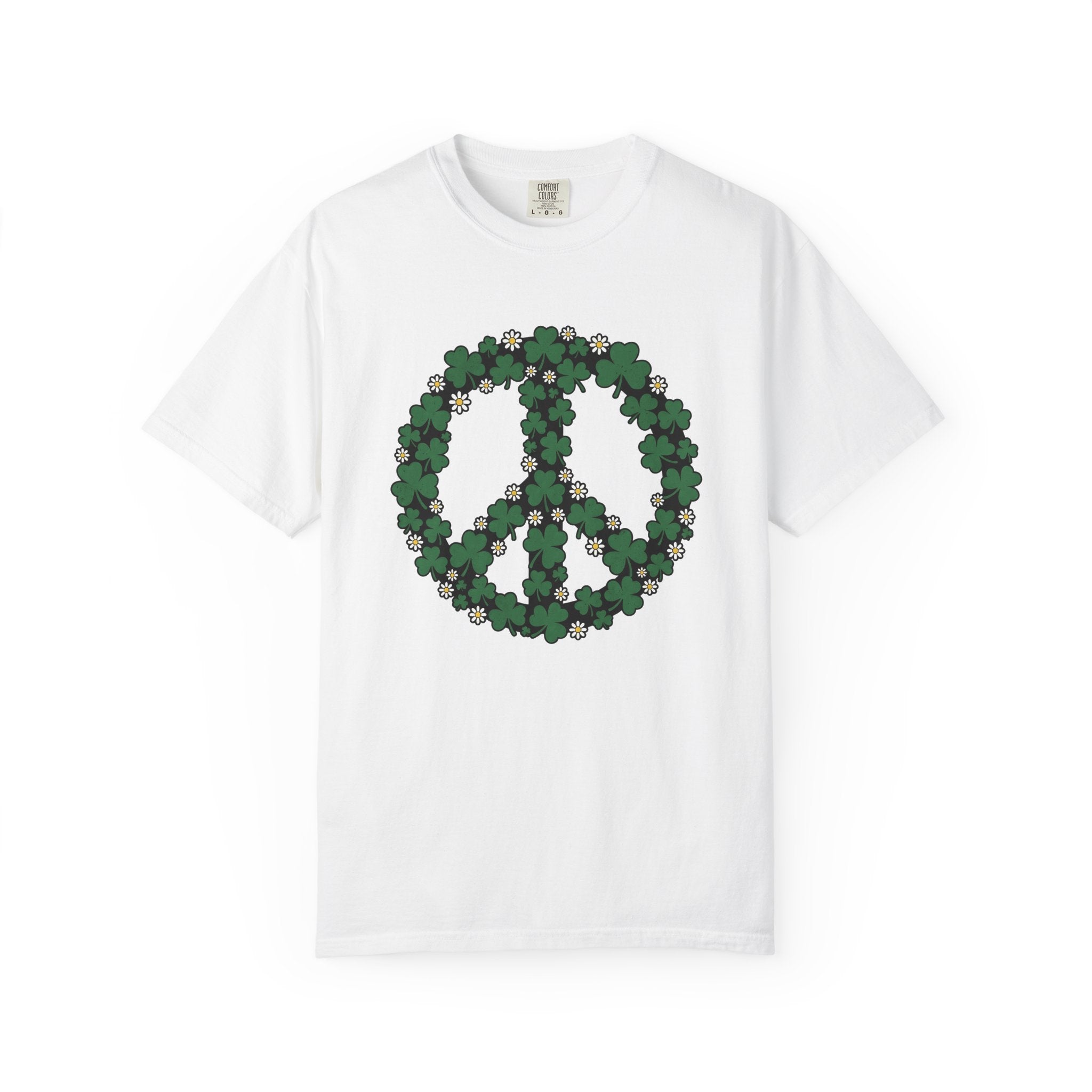 Lucky Peace Sign Shirt St Patrick's Day Counterculture Gift Women Indie Tee Peace Symbol T-Shirt Shamrock Fan Hippie Tshirt Alternative
