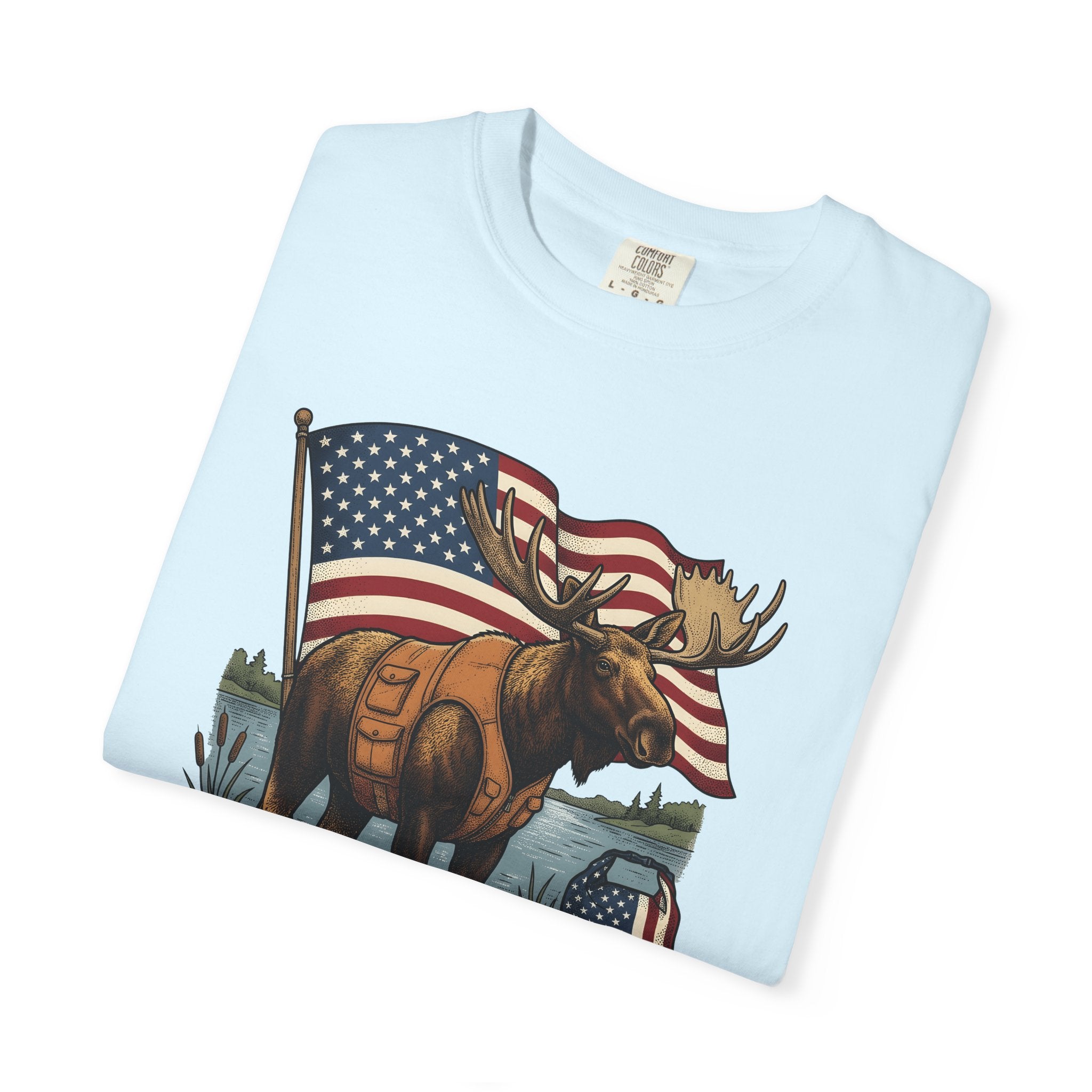 Moose Hiking Shirt Camping Travel Gift Women Distressed Tee Elk T-Shirt Camper Enthusiast Vintage Tshirt Adventure Graphic Throwback Stars