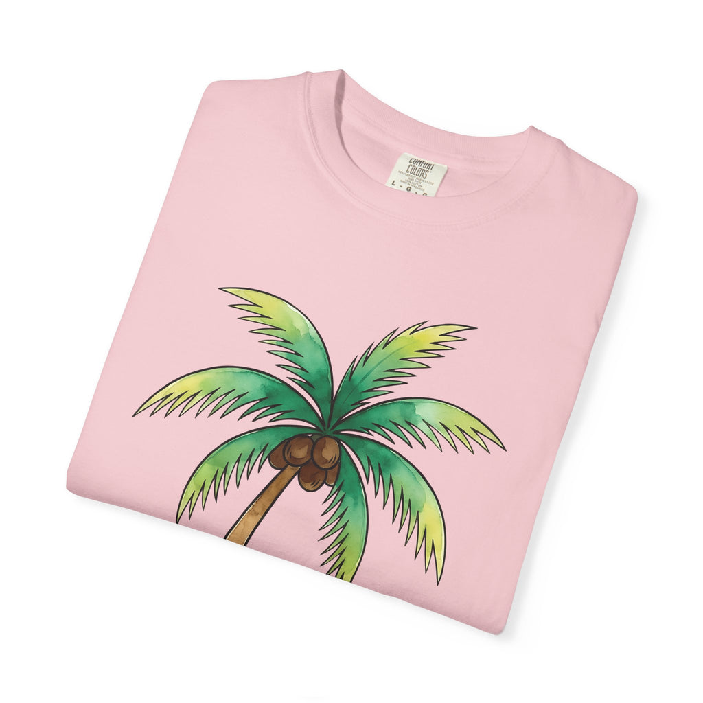Palm Leaf Shirt Tropical Beach Gift Women Watercolor Tee Frond T-Shirt Island Fan Watercolour Tshirt Coastal Graphic Sketch Coconut Fruit