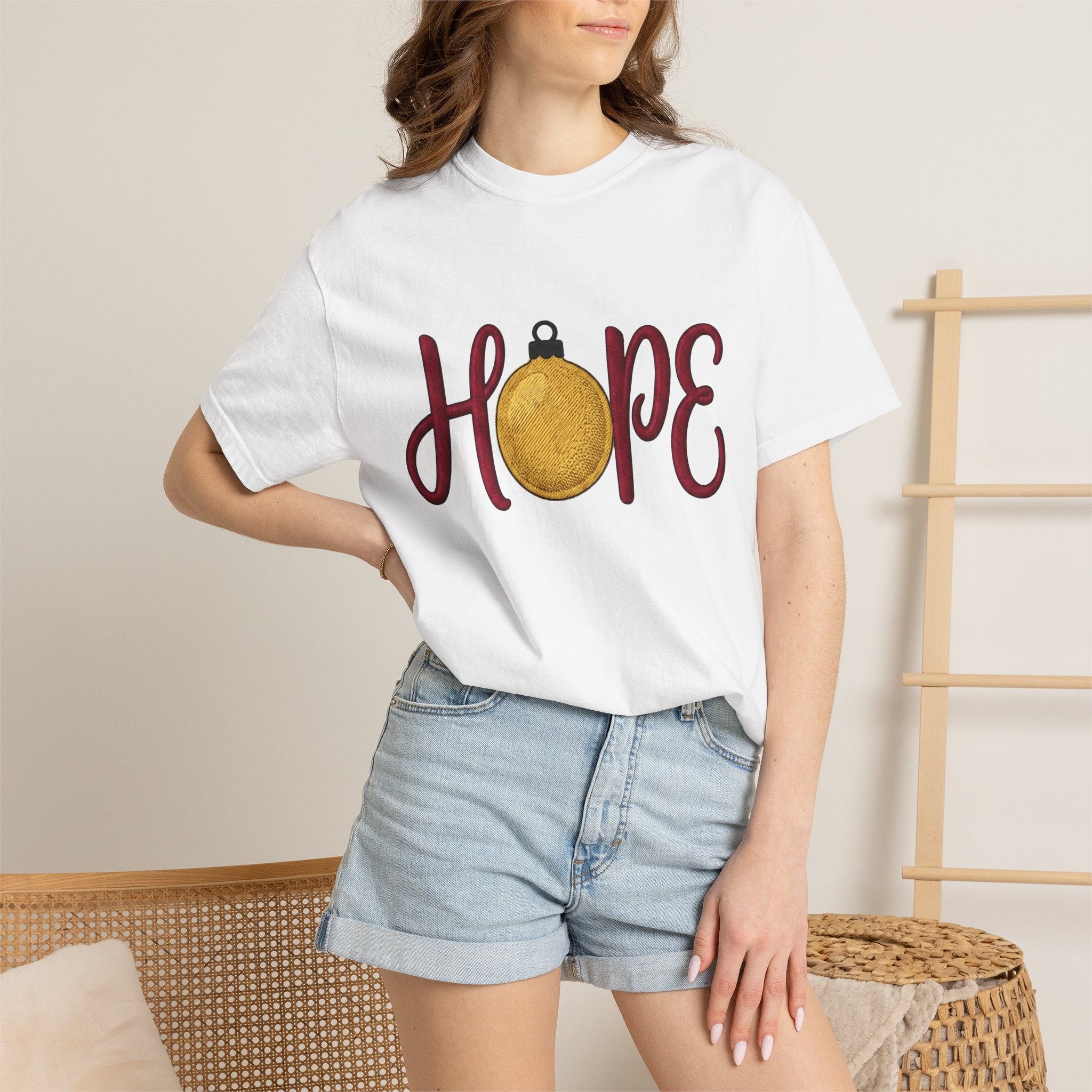 Ornament Print Shirt Christmas Party Gift Women Needlework Tee Decoration T-Shirt Xmas Fan Embroidery Tshirt Celebration Graphic