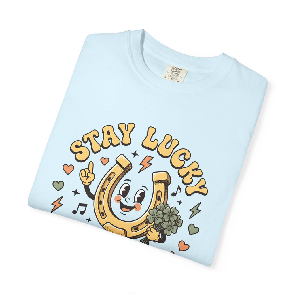 Horseshoe Shirt St. Patrick's Day Luck Gift Women Cartoon Tee Horseshoe T-Shirt Irish Fan Comic Tshirt Fortune Graphic Retro Shamrock Tshirt