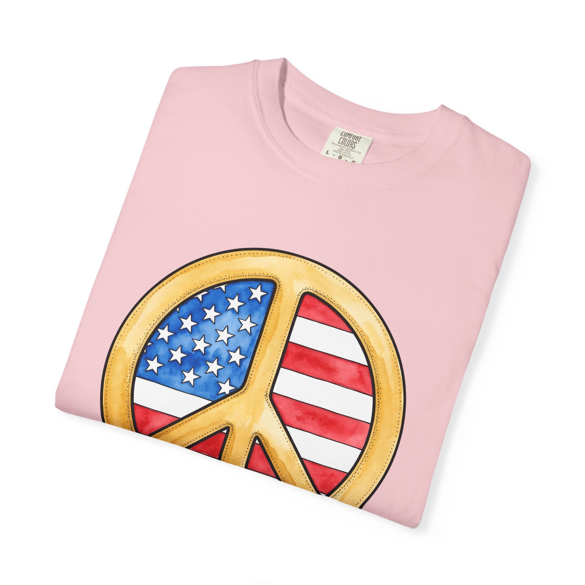 Peace Hand Shirt 4th Of July America Gift Women Hand Painted Tee Fist T-Shirt Independence Day Enthusiast Painted Tshirt Patriotic Graphic