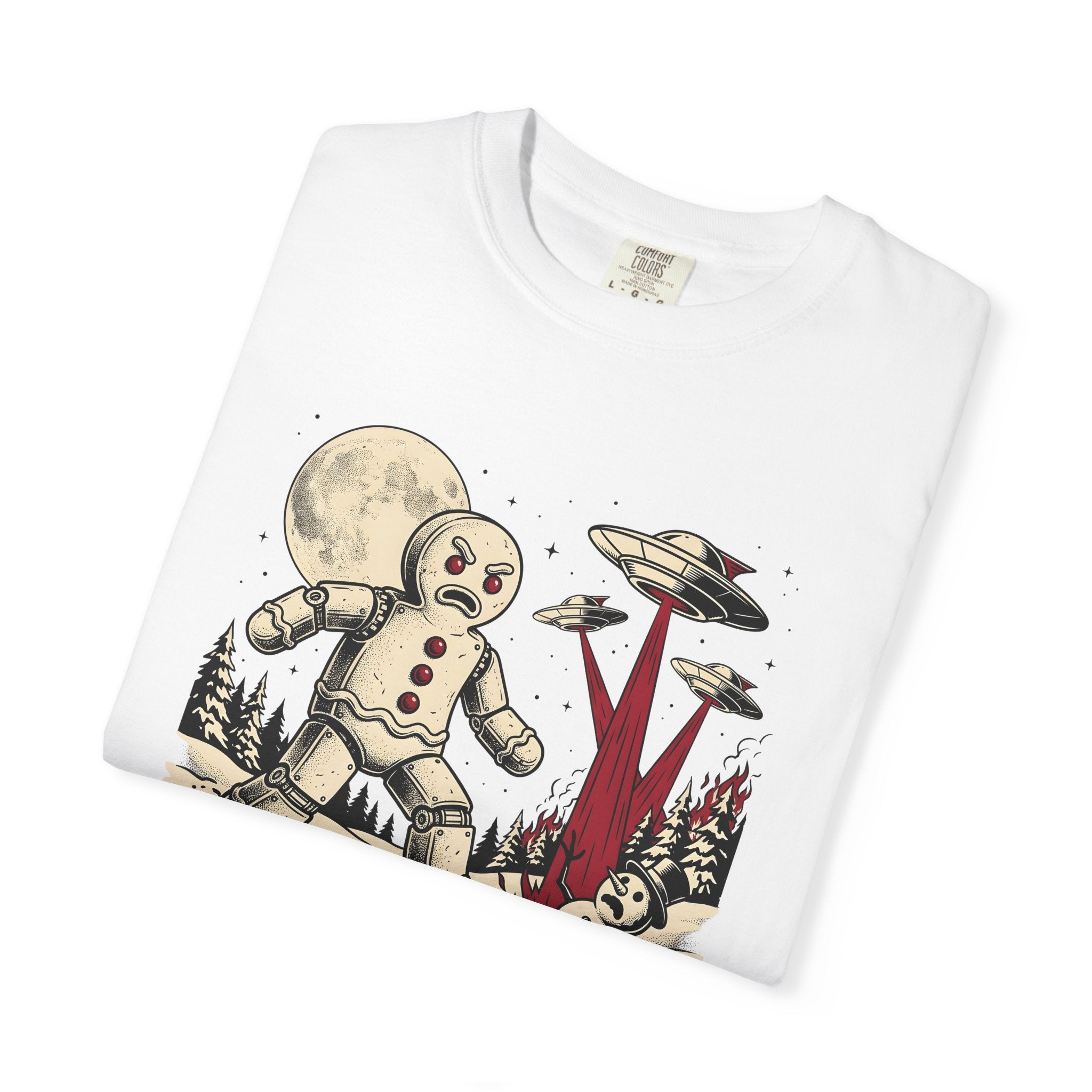 Huge Gingerbread Cookie Shirt Christmas Science Fiction Gift Women Traditional Tattoo Tee Gingerbread T-Shirt Xmas Fan Tattooed Tshirt Sci