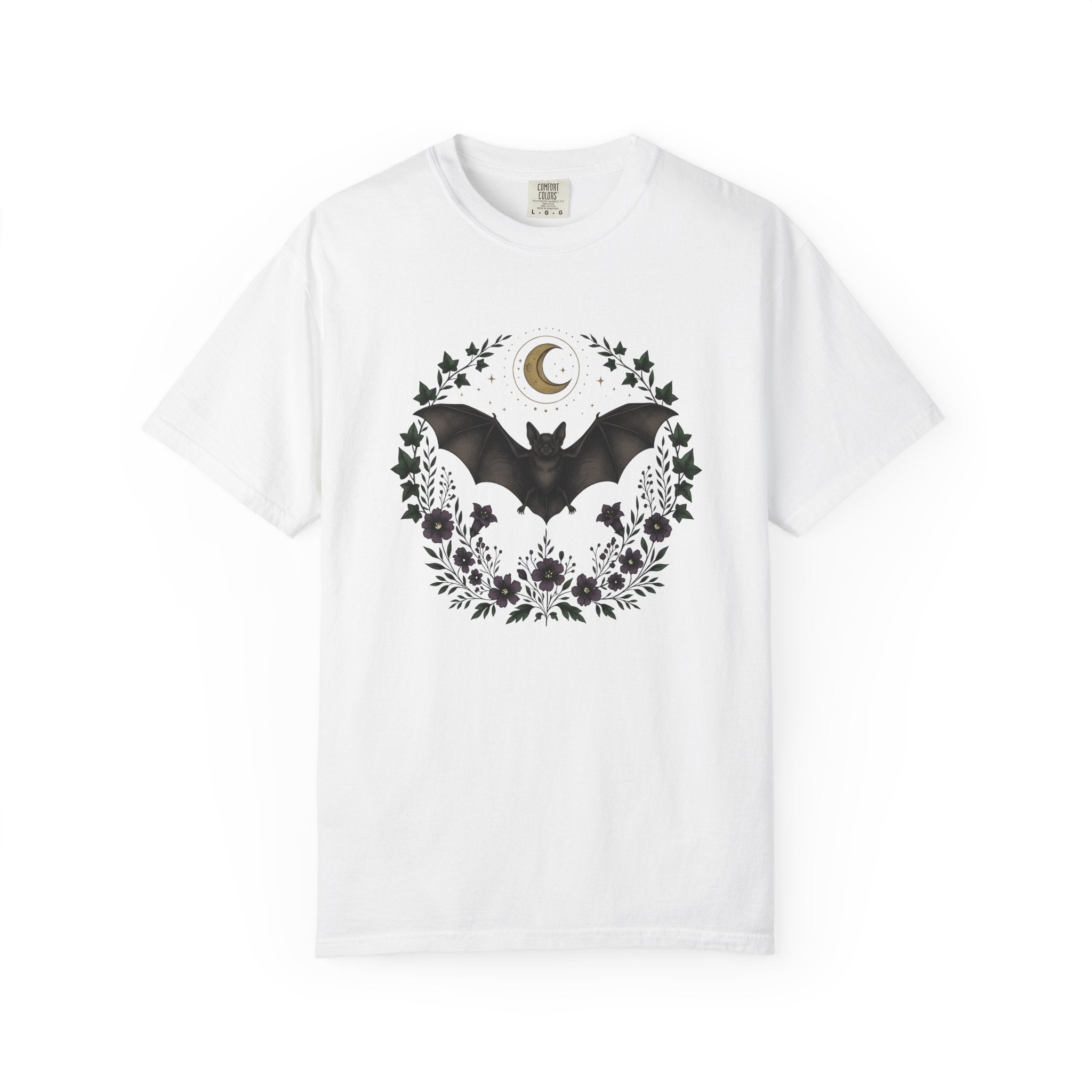 Bat Shirt Gothic Outdoors Gift Women Bohemian Tee Flying Fox T-Shirt Dark Fan Hippie Tshirt Nature Graphic Retro Flowers Tshirt