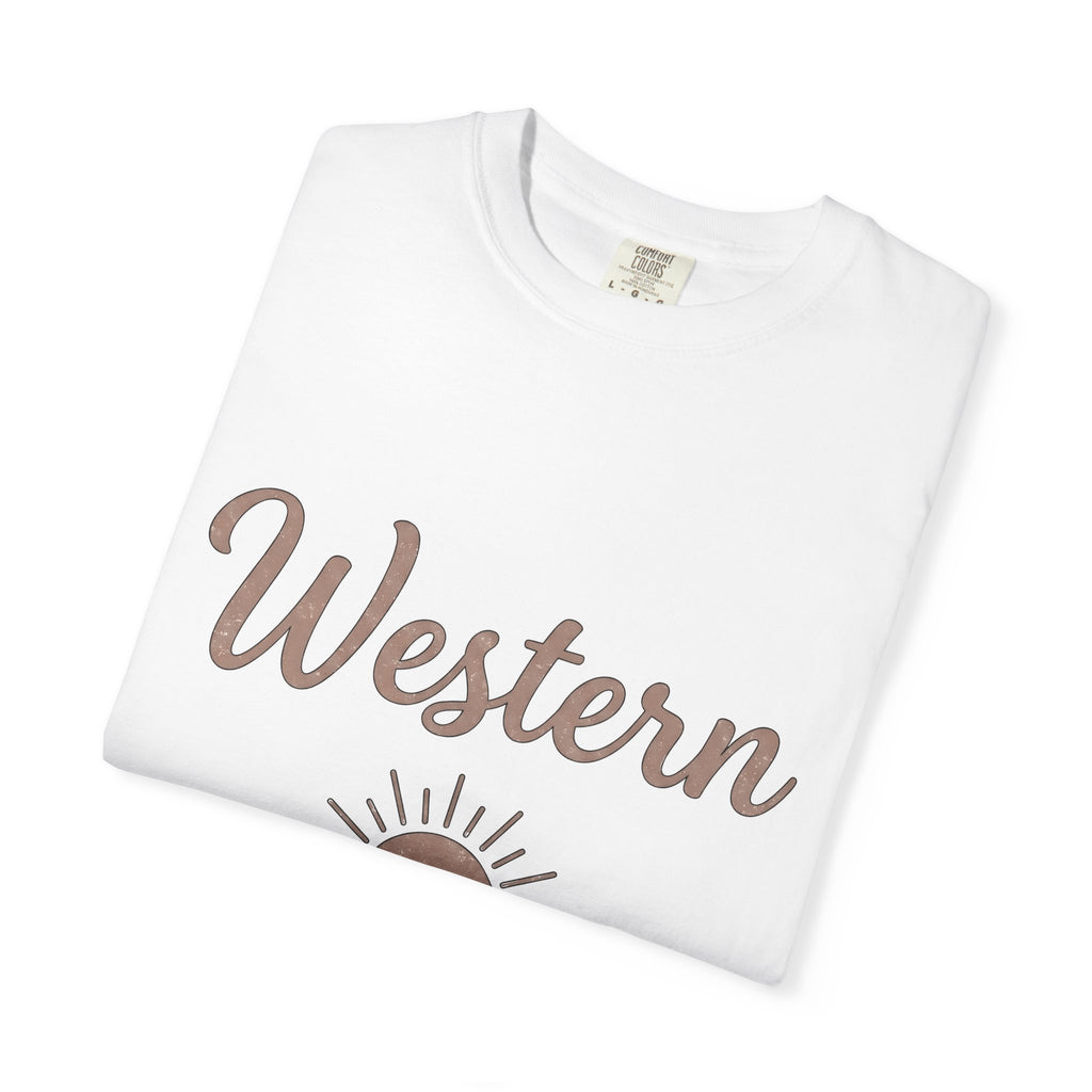 Cowboy Sunrise Shirt Cowgirl Native Gift Women Handmade Tee Western T-Shirt Rodeo Fan Handmade Tshirt Tribal Graphic Old School Sunlight