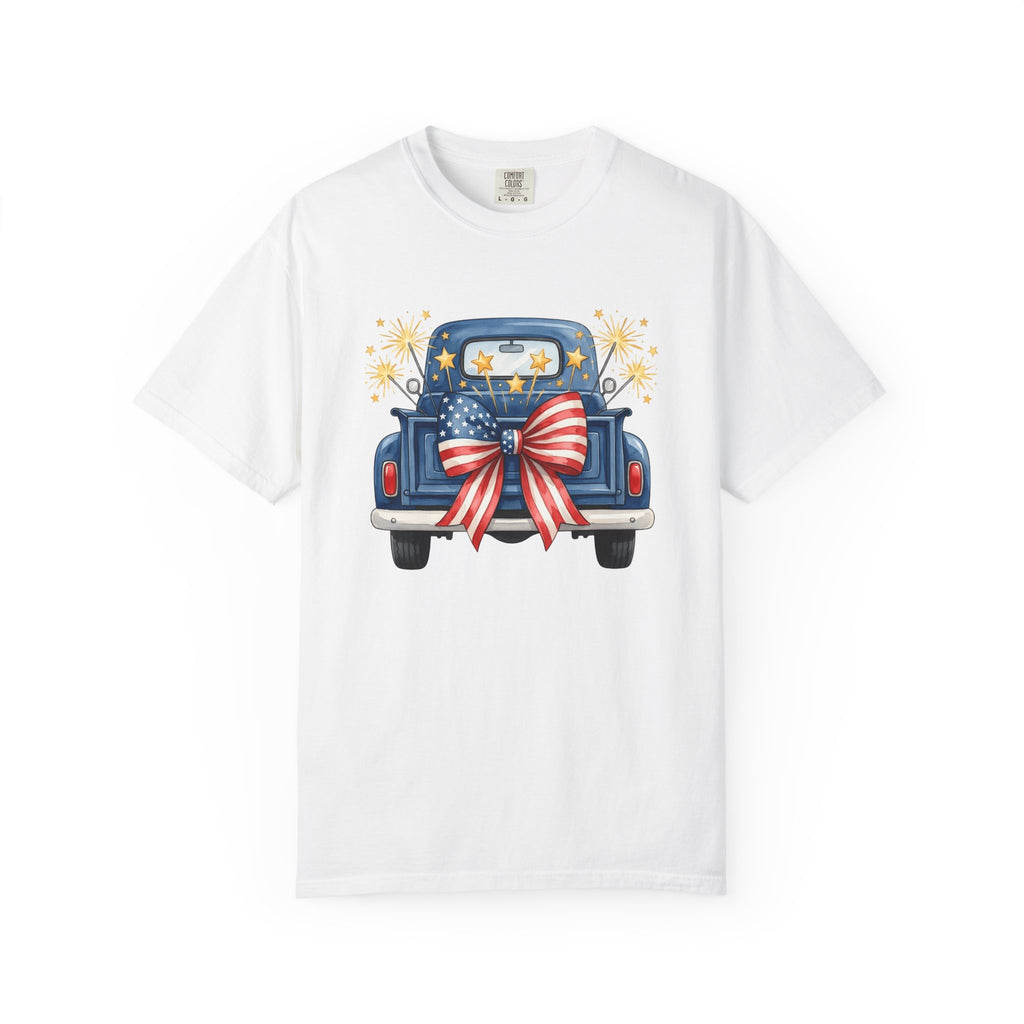 USA Truck Shirt America Freedom Gift Women Painted Tee Lorry T-Shirt American Fan Trucker Tshirt Liberty Graphic Classic Stars Bow Tshirt