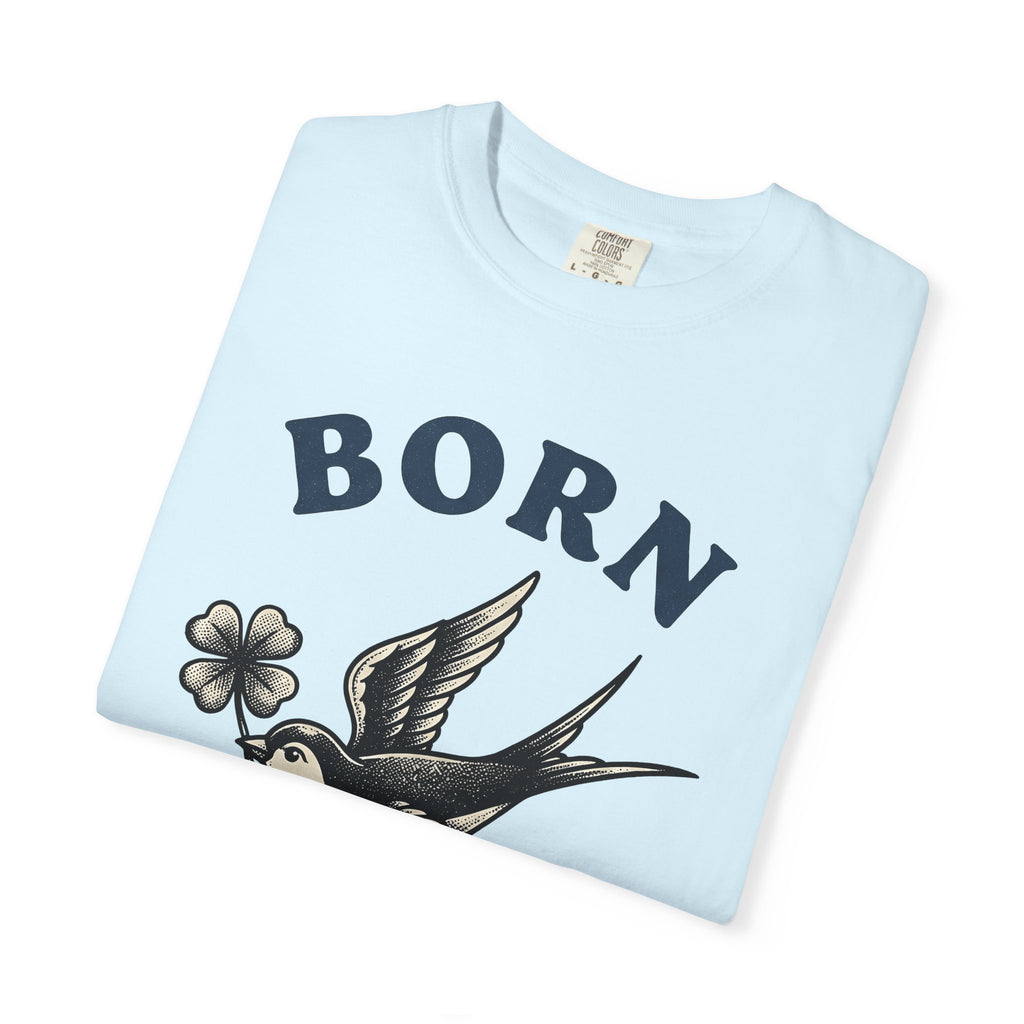 Swallow Bird Shirt St Patrick's Day Amulet Gift Women Hand Drawn Tee Swallow T-Shirt Luck Fan Illustrated Tshirt Charm Graphic Sketch