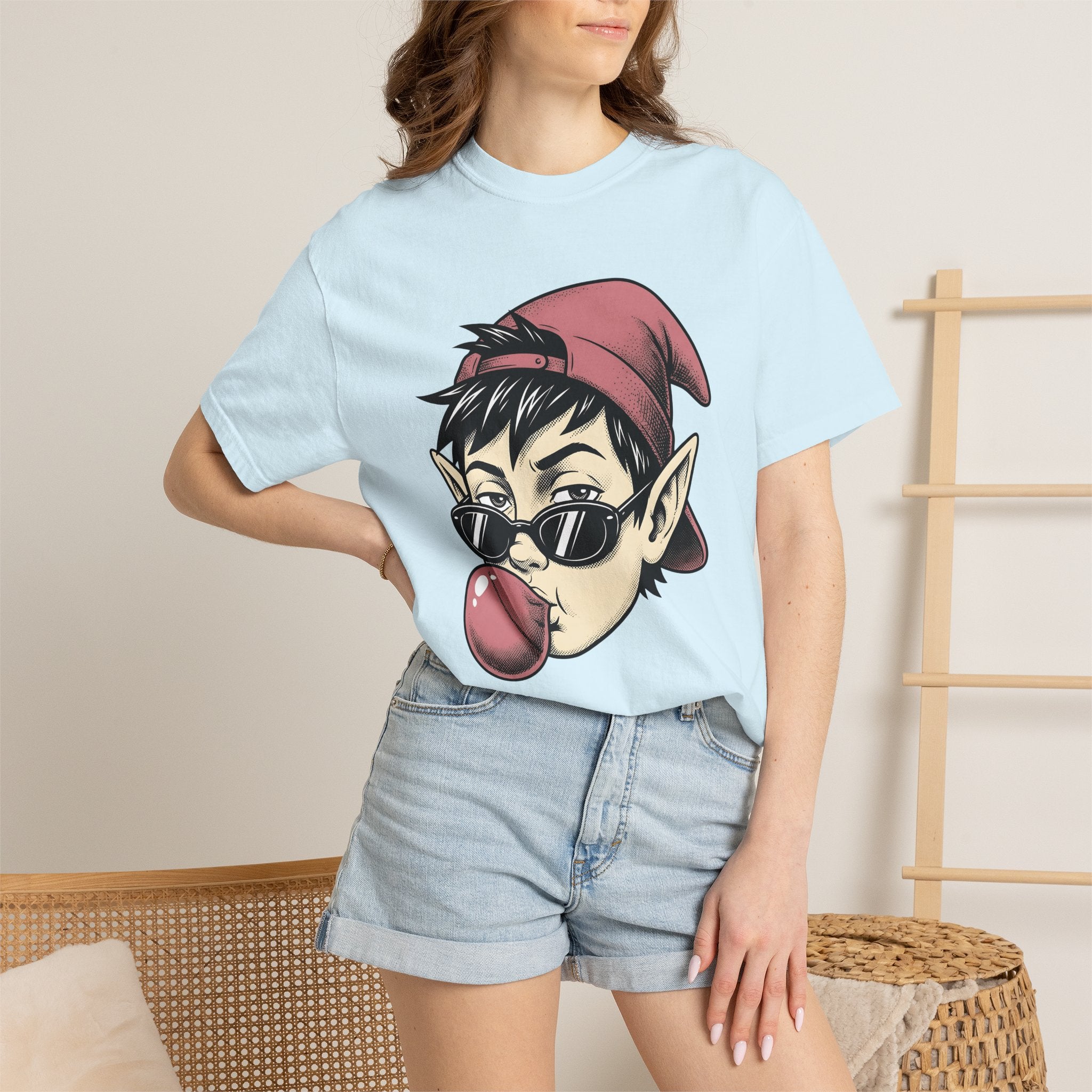 Funny Elf Shirt Christmas Joke Gift Women Comic Tee Elf T-Shirt Xmas Fan Cartoon Tshirt Pun Graphic Vintage Shades Tshirt