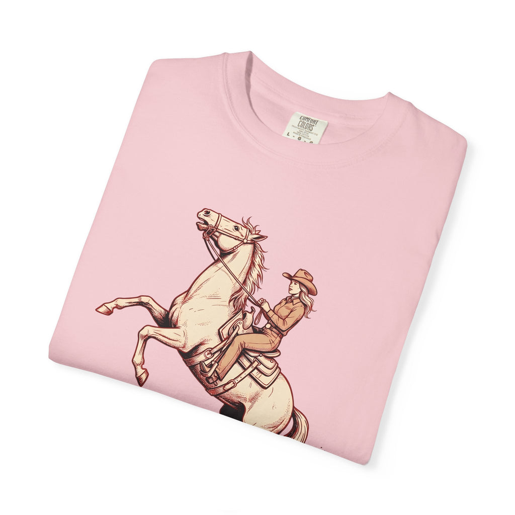 Cowgirl Horse Shirt Cowgirl Rodeo Gift Women Hand Drawn Tee Horseback T-Shirt Cowgirl Fan Illustrated Tshirt Rodeo Graphic Cartoon Dust