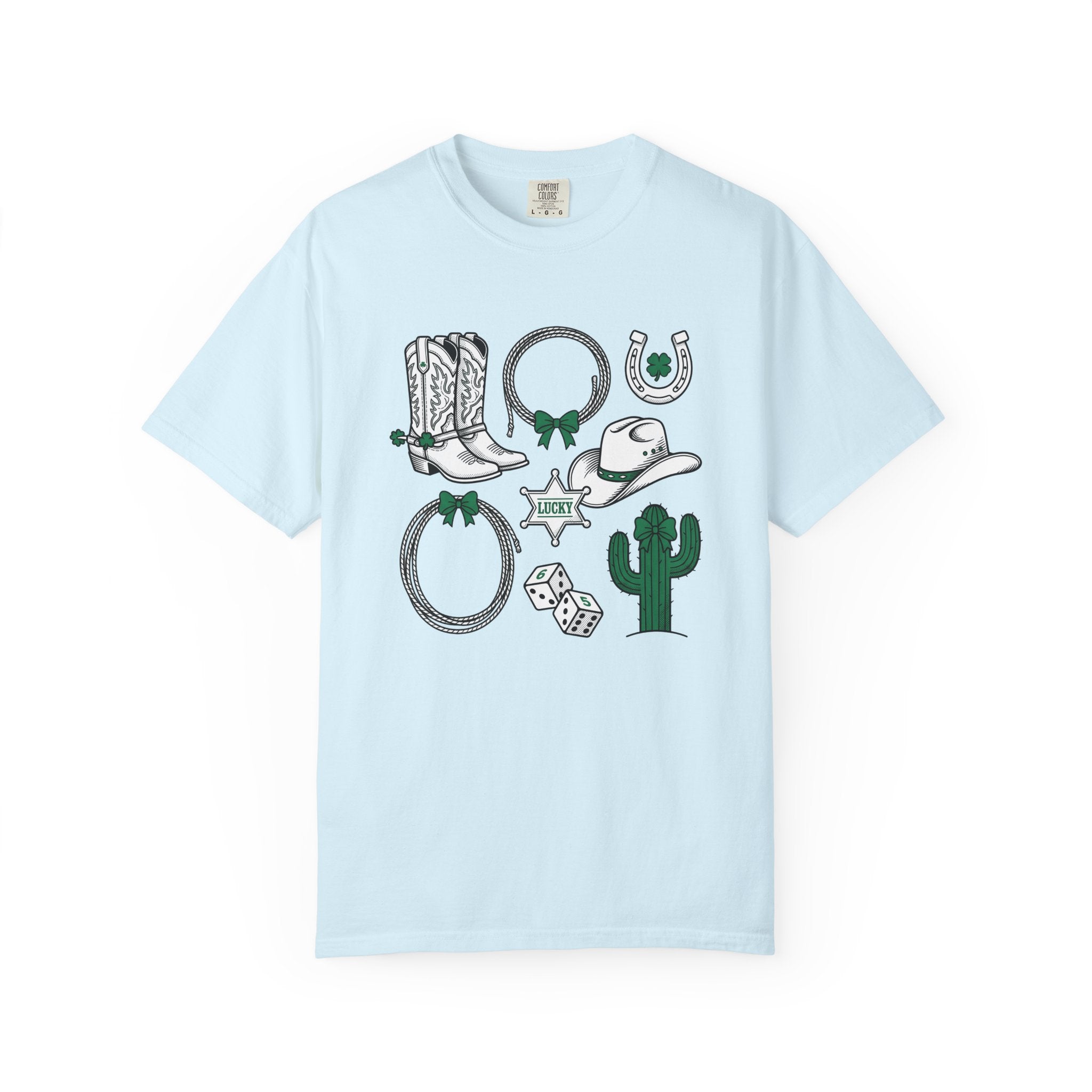 Cowboy Country Symbols Shirt St Patricks Day Rodeo Gift Women Retro Tee Western T-Shirt Shamrock Fan Vintage Tshirt Rodeo Graphic Sketch