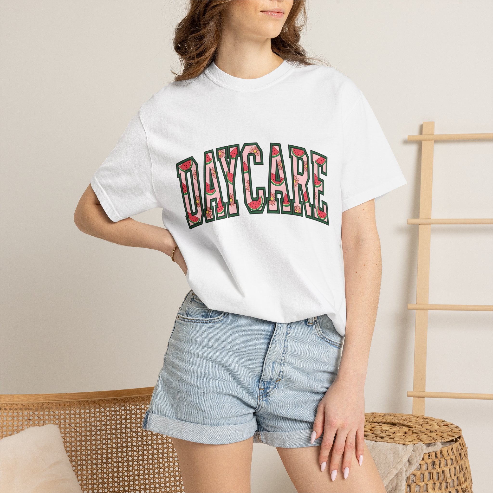 Daycare Graphic Shirt Daycare Summer Gift Women Bold Tee Childcare T-Shirt Daycare Fan Vintage Tshirt Seasonal Graphic Retro Watermelon
