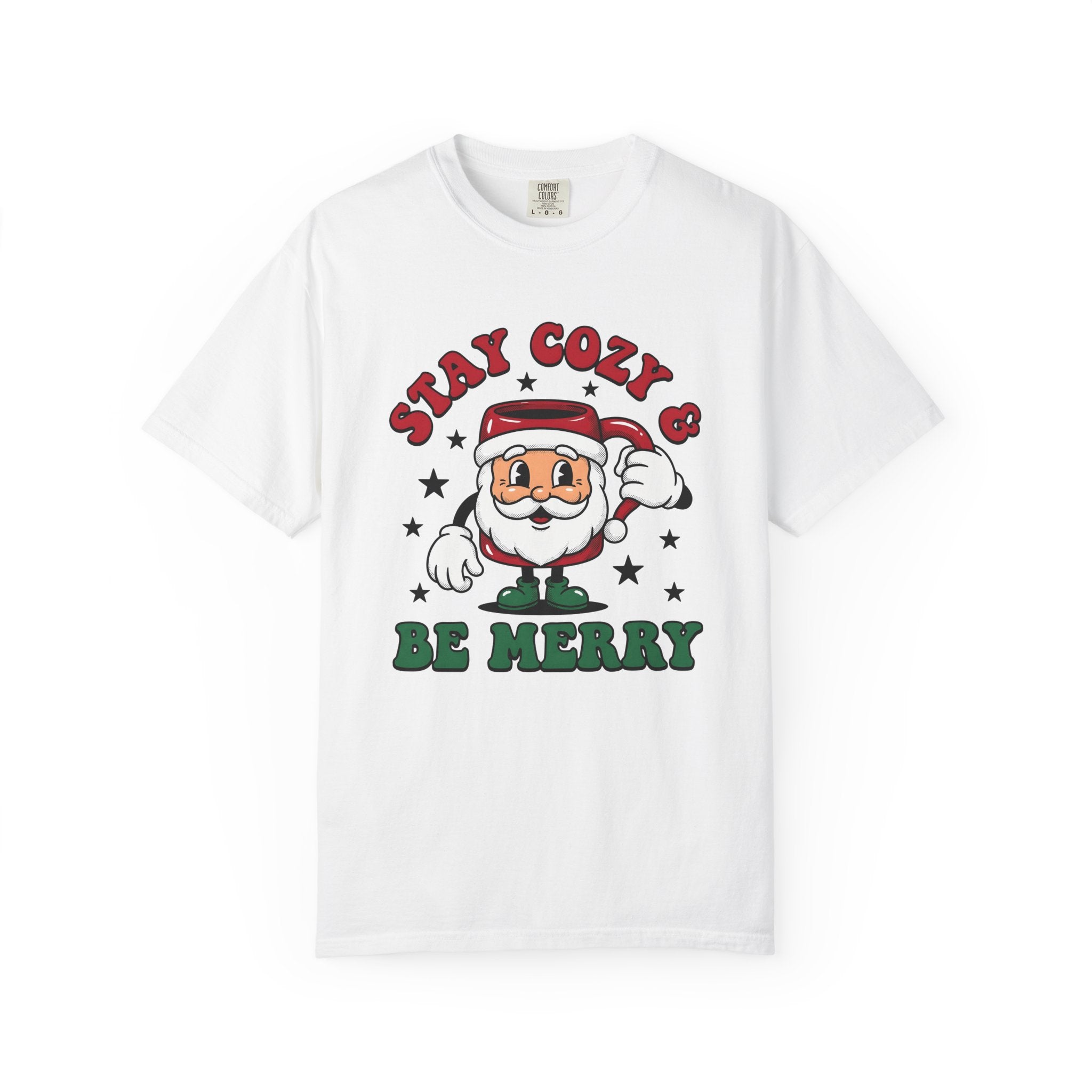 Santa Mug Shirt Christmas Coffee Gift Women Cartoon Tee Mug T-Shirt Christmas Fan Coffee Tshirt Caffee Graphic Retro Stars Tshirt