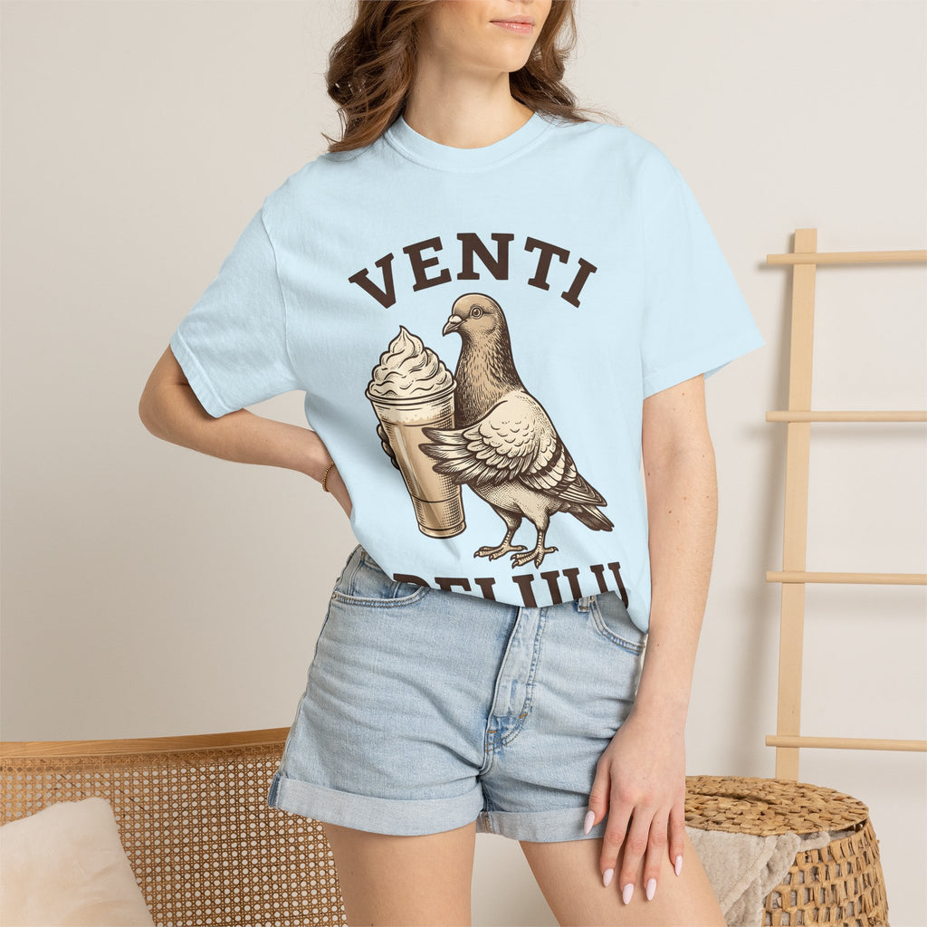 Pigeon Coffee Cup Shirt Coffee Humor Gift Women Vintage Tee Coffee Mug T-Shirt Coffee Fan Retro Tshirt Funny Graphic Hand Drawn Whipped