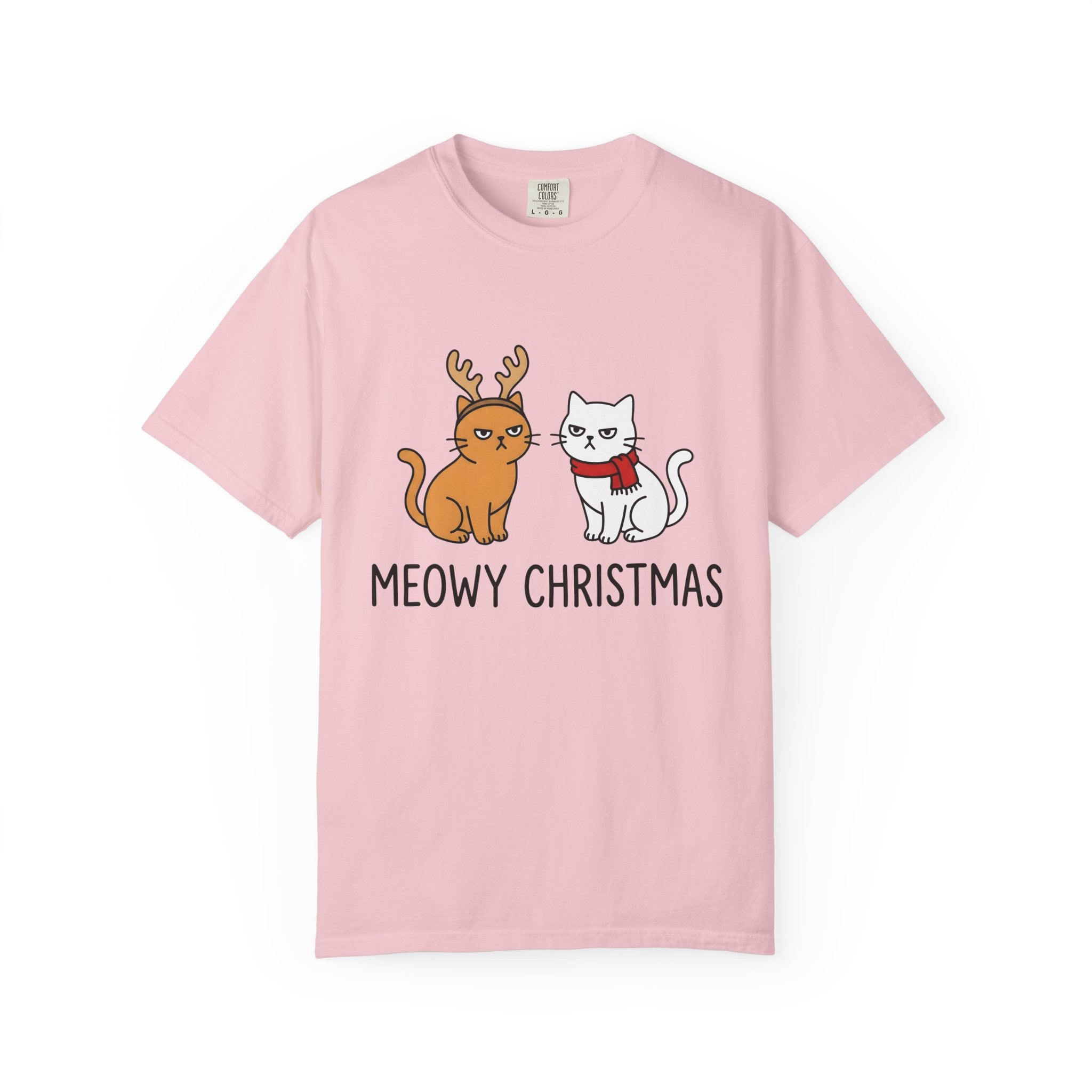 Cat Couple Shirt Christmas Animals Gift Women Comic Tee Kitty Couple T-Shirt Xmas Fan Feline Tshirt Cartoon Graphic Illustration Simple