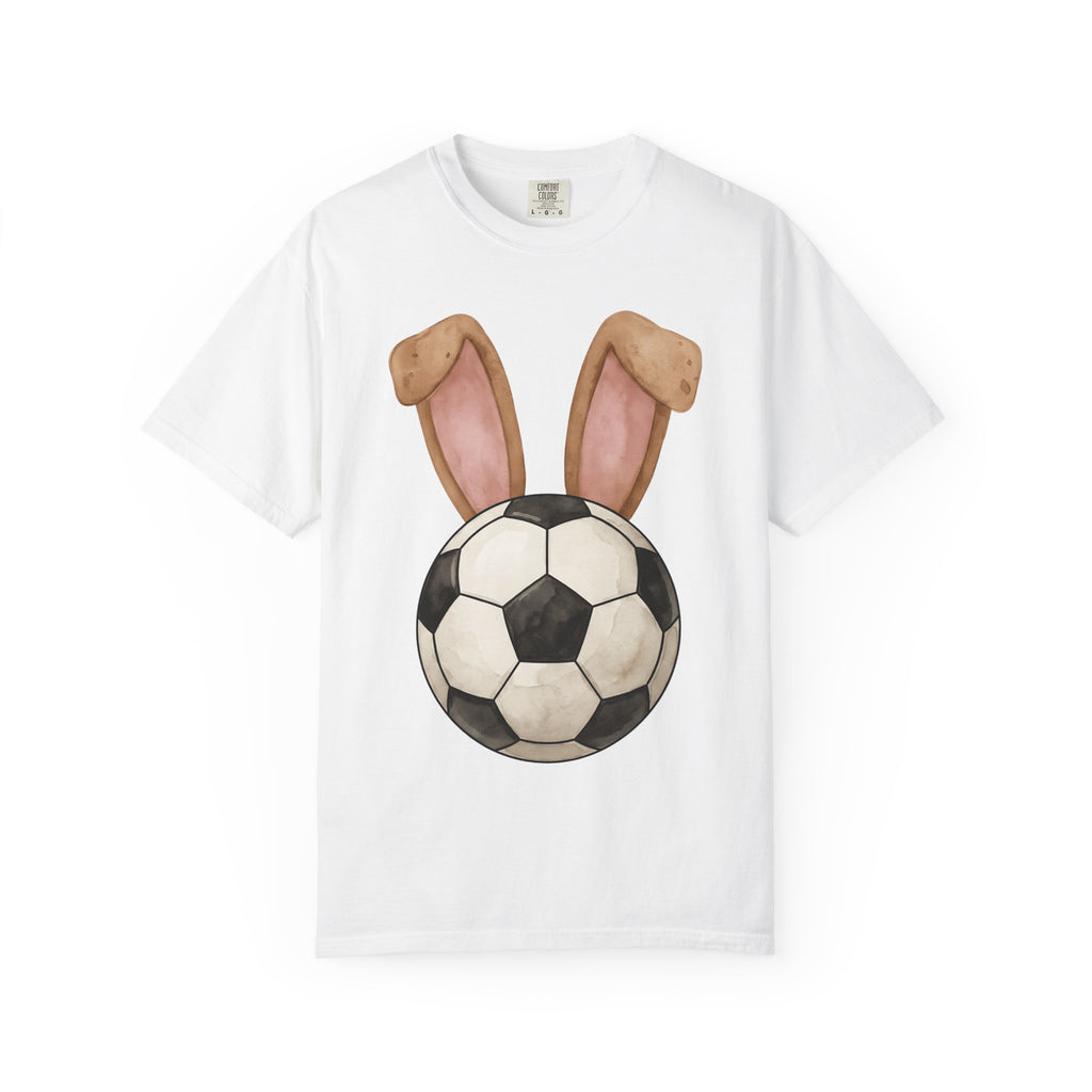 Soccer Ball Bunny Ears Shirt Easter Sports Gift Women Watercolor Tee Bunny T-Shirt Easter Fan Football Tshirt Athletic Graphic Hand Drawn