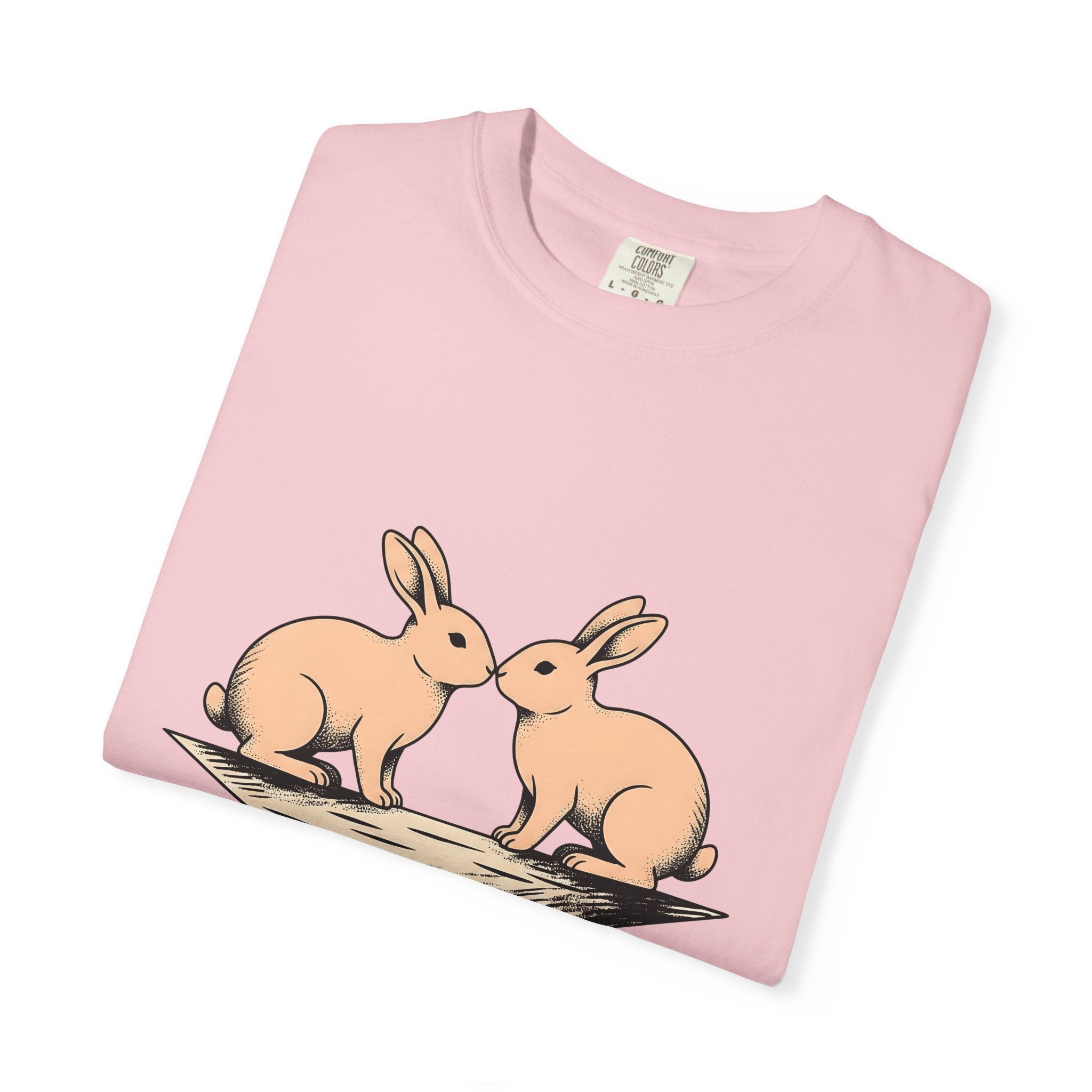 Rabbit Pair Shirt Animals Romance Gift Women Retro Tee Bunny T-Shirt Pet Fan Vintage Tshirt Love Graphic Sketch Love Symbol Tshirt