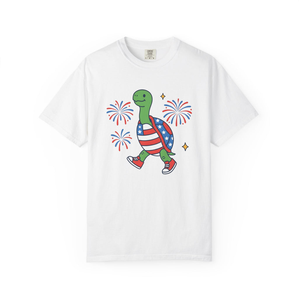 American Turtle Shirt 4th Of July Wildlife Gift Women Comic Tee Turtle T-Shirt Independence Day Enthusiast Fireworks Tshirt Wildlife Graphic