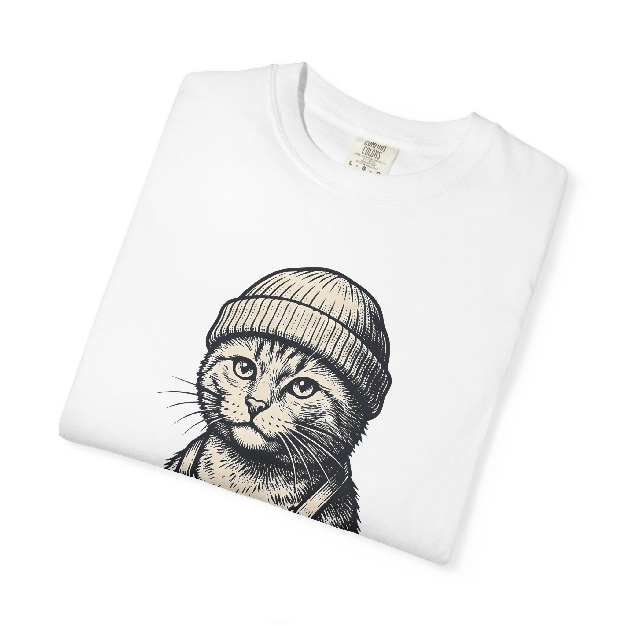 Feline Beanie Shirt Cat Mocha Gift Women Nostalgic Tee Kitty T-Shirt Cat Fan Coffee Tshirt Coffee Graphic Cartoon Bib Overalls Tshirt