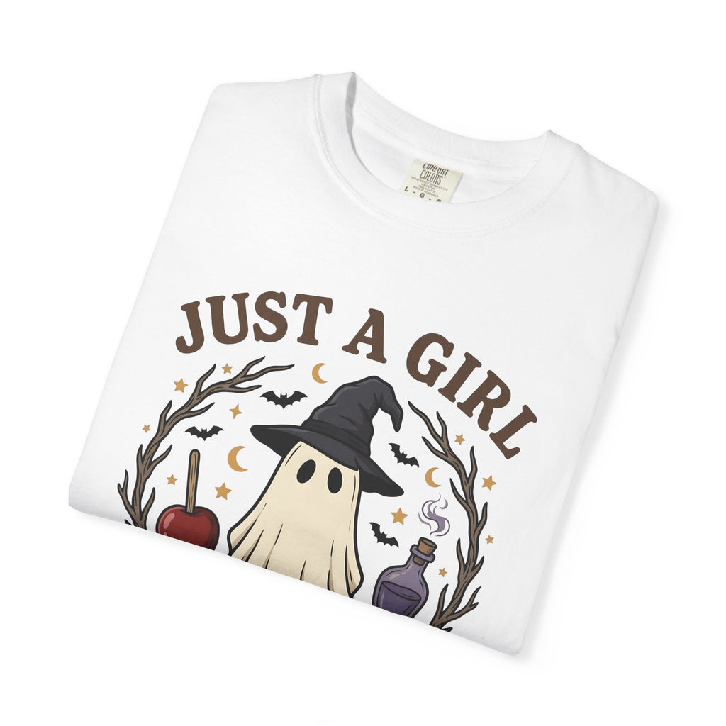 Ghost Witch Hat Shirt Halloween Fright Gift Women Chibi Tee Witch Hat T-Shirt Horror Fan Spooky Tshirt Scary Graphic Sketch Bats Tshirt