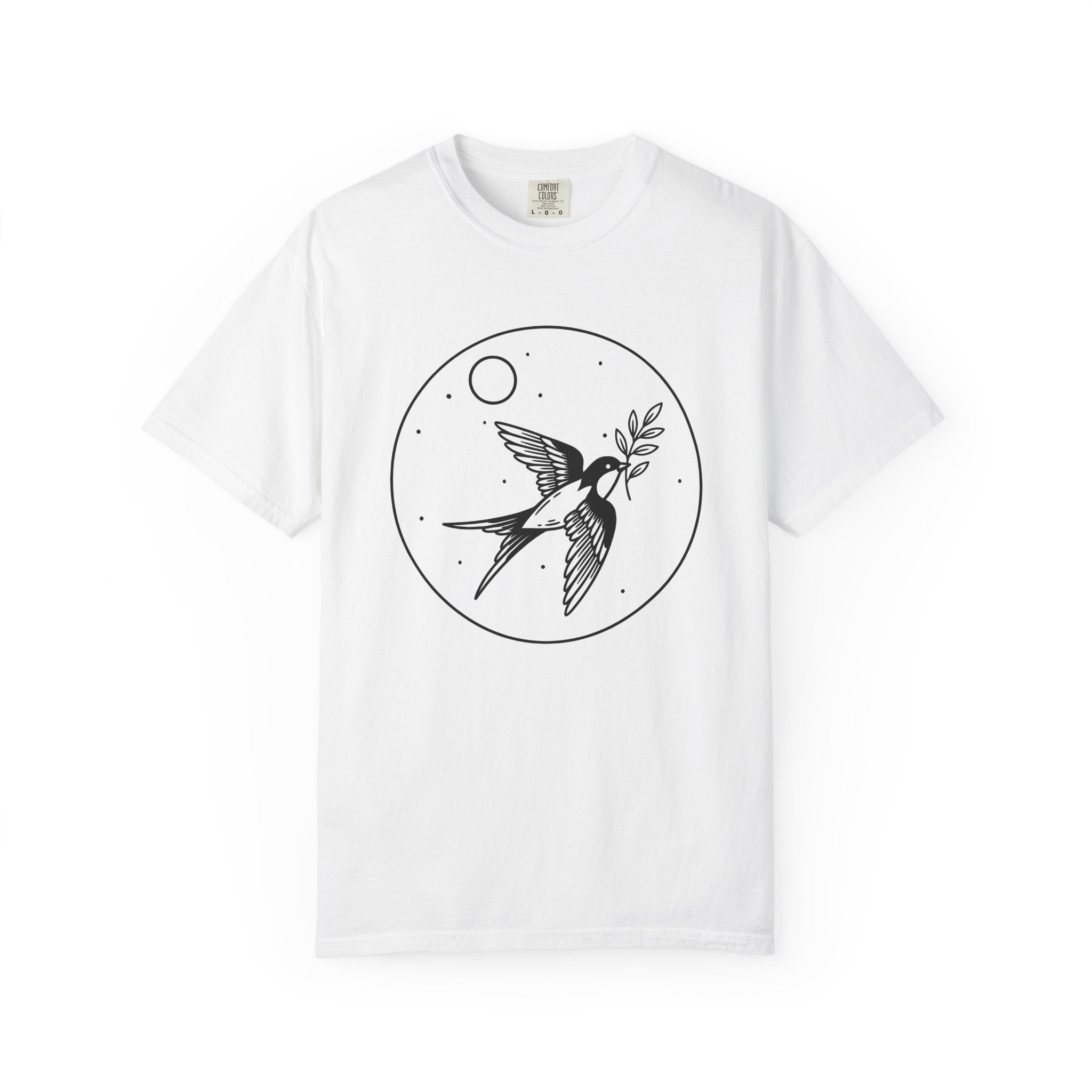 Bird Swallow Shirt Boho Chic Zodiac Gift Women Hand Drawn Tee Swallows T-Shirt Bohemian Fan Illustrated Tshirt Astrology Graphic Design