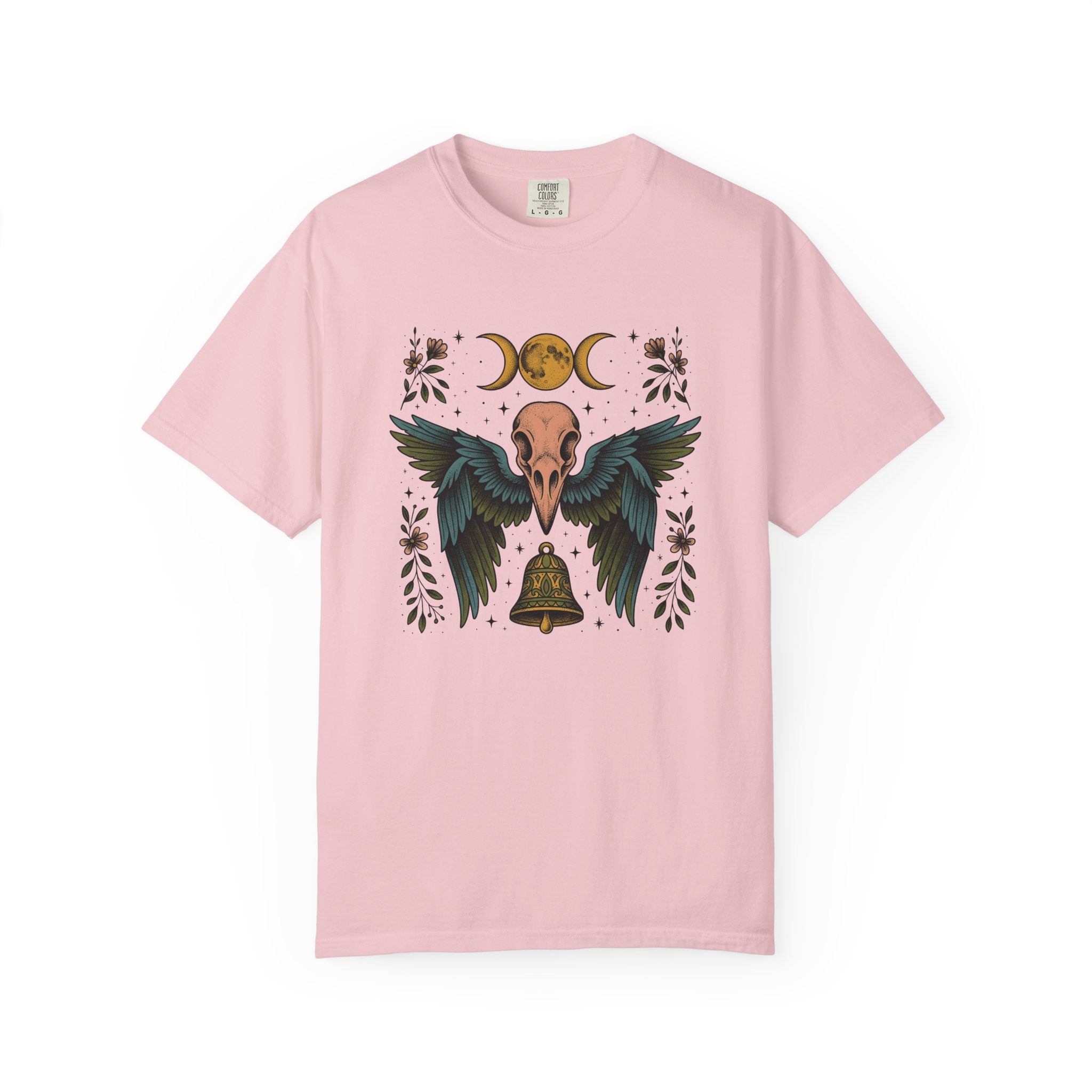 Bird Head Wings Shirt Boho Chic Occult Gift Women Cartoon Tee Bird T-Shirt Bohemian Fan Comix Graphic Occult Illustration Distressed Lunar