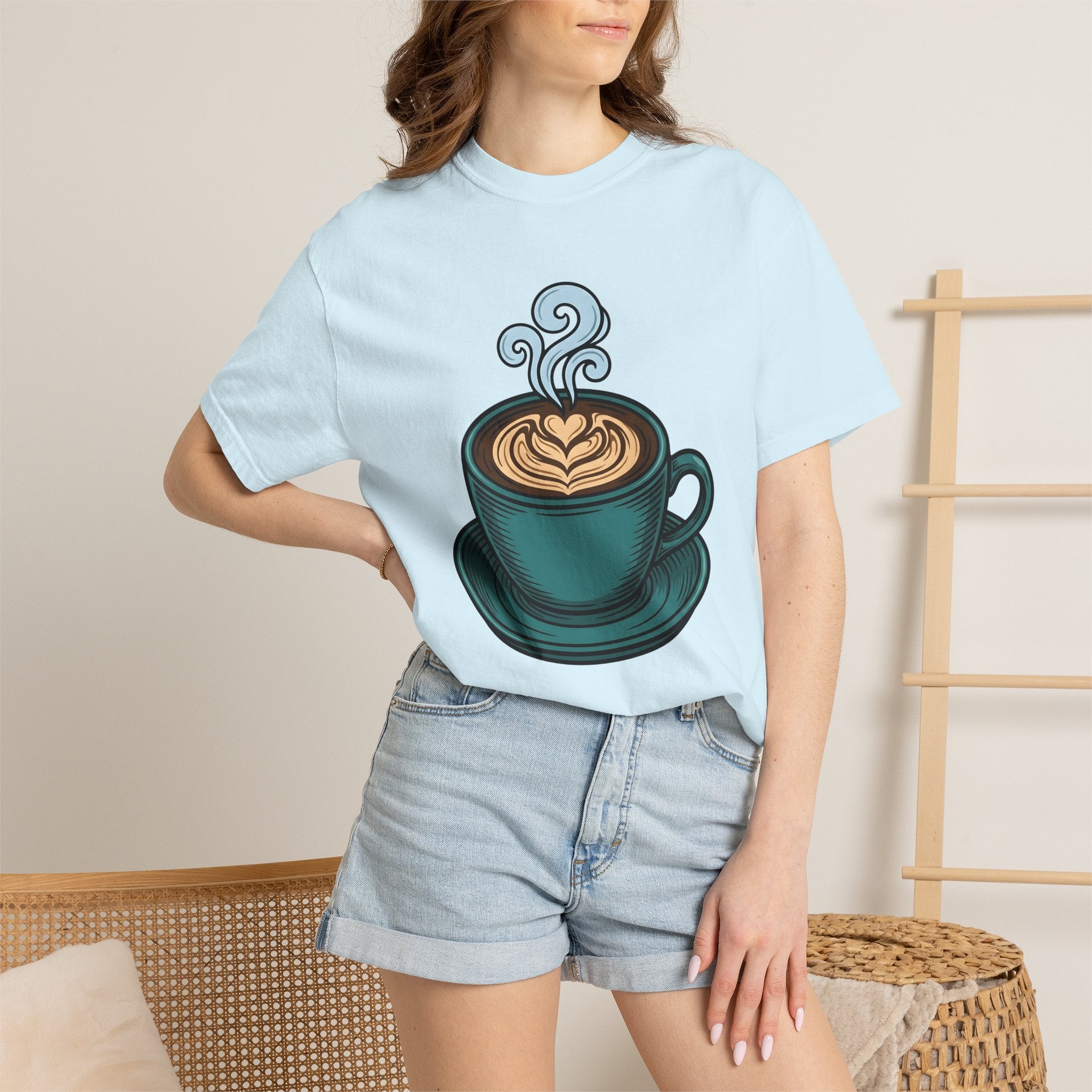 Coffee Cup Shirt Coffee Foodie Gift Women Hand Drawn Tee Mug T-Shirt Coffee Fan Coffee Cup Illustration Design Vintage Latte Art Tshirt