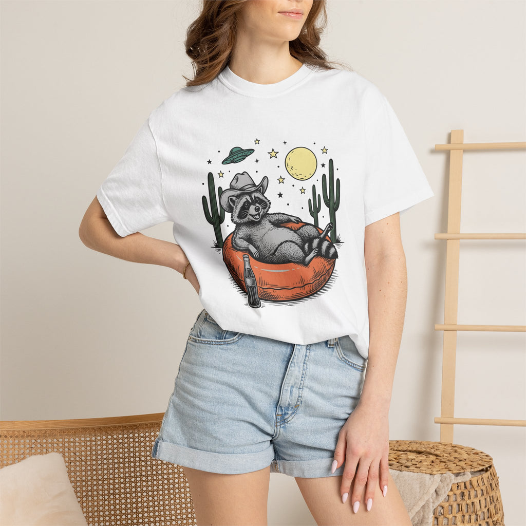 Raccoon Cowboy Shirt Cowgirl Rodeo Gift Women Sketch Tee Trash Panda T-Shirt Cowboy Fan Bandit Tshirt Rodeo Graphic Retro Cactus Tshirt