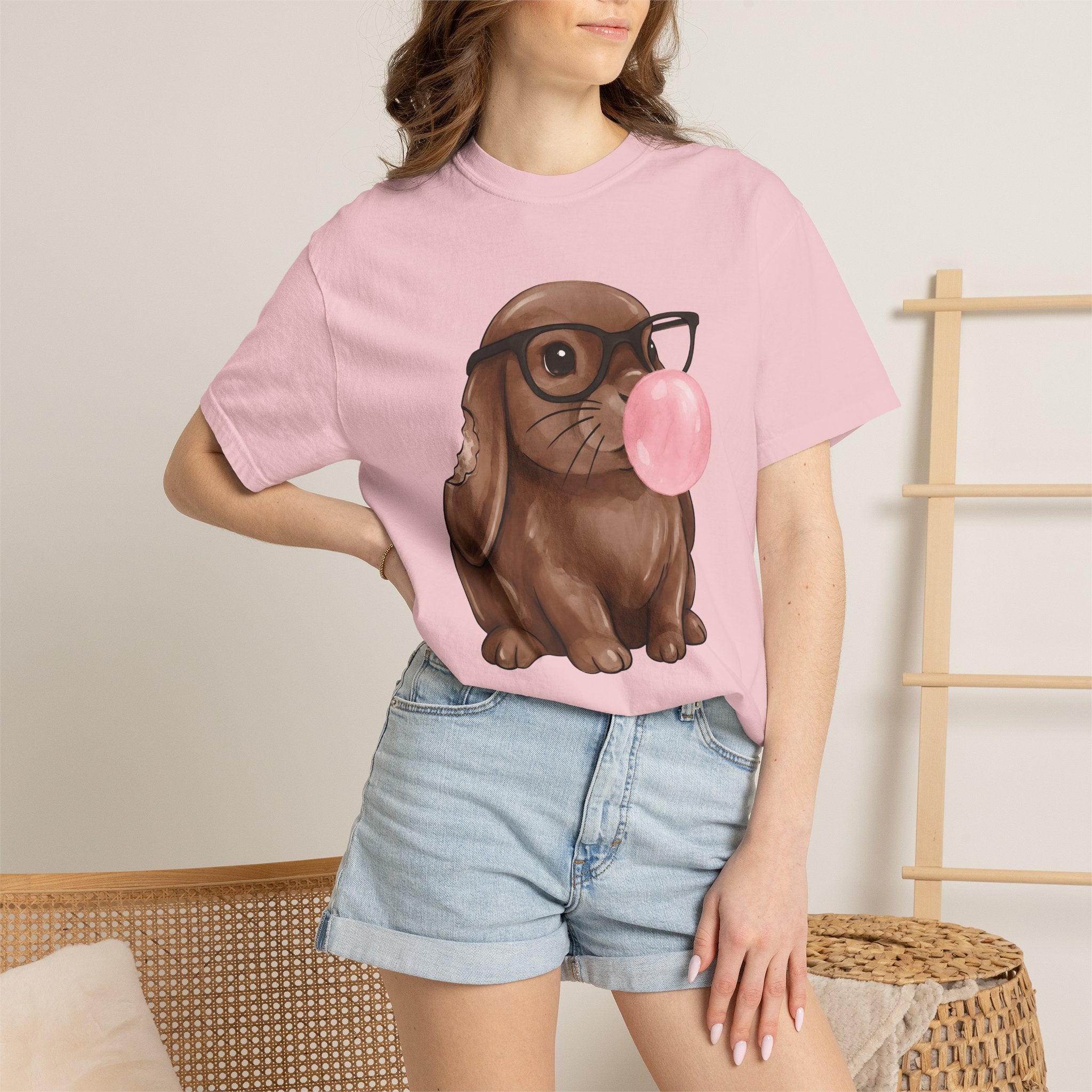 Sweet Rabbit Shirt Easter Beast Gift Women Hand Drawn Tee Bunny T-Shirt Easter Fan Hare Tshirt Monster Graphic Pastel Specs Tshirt