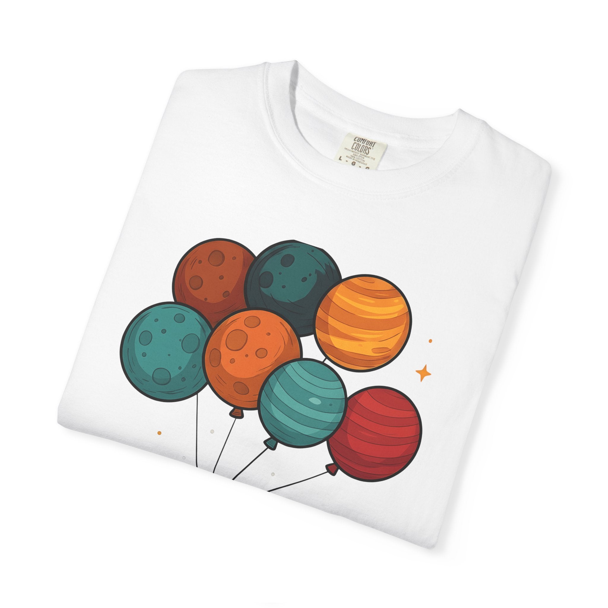 Robots Balloon Shirt Cute Universe Gift Women Anime Tee Bot T-Shirt Kawaii Fan Manga Tshirt Cosmic Graphic Sketch Planets Tshirt
