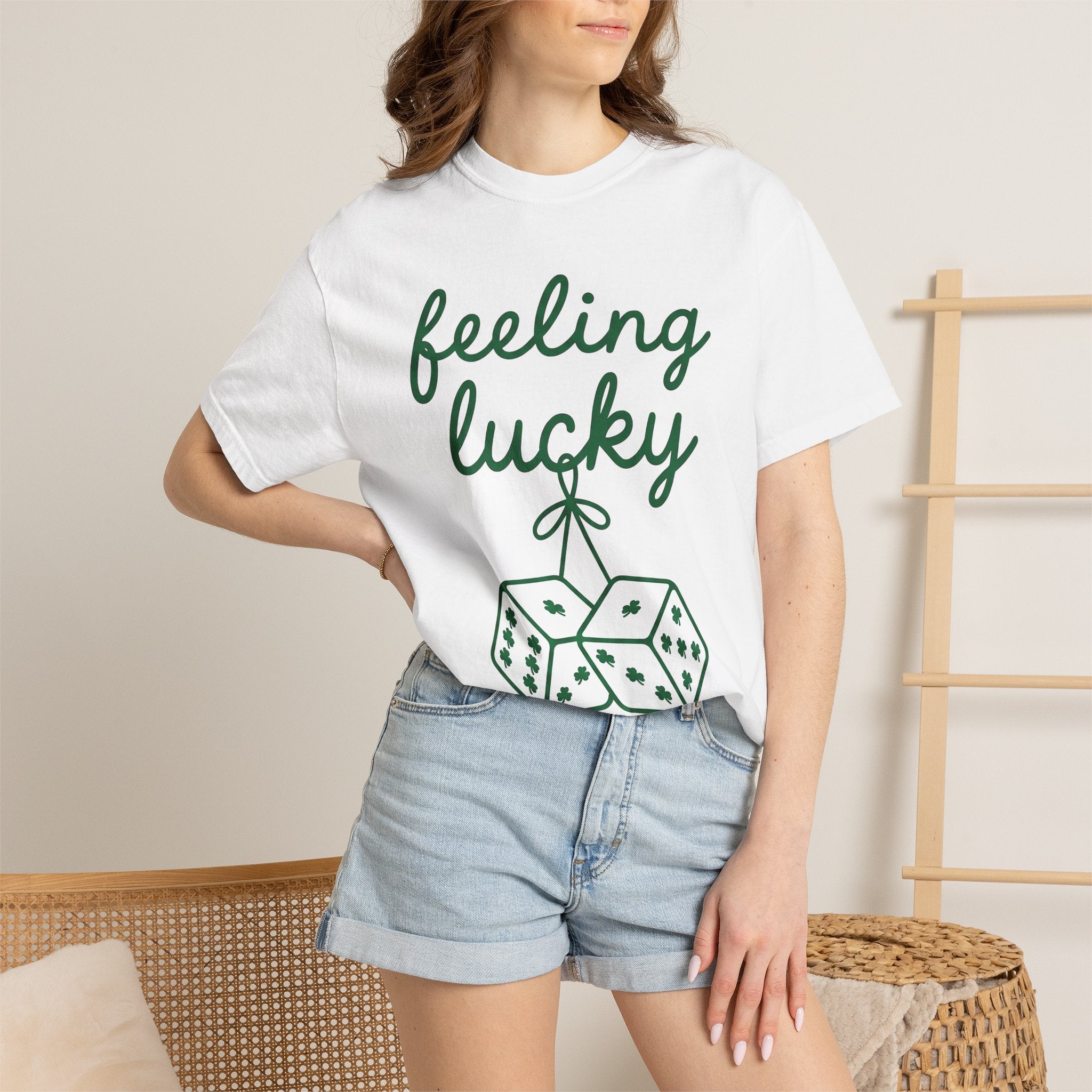 Clover Dice Shirt St Patrick's Day Cards Gift Women Line Art Tee Dice Set T-Shirt Luck Fan Minimalist Tshirt Stationery Graphic Bold Leaf