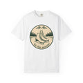 Ice Skates Shirt Christmas Winter Gift Women Vintage Tee Skating T-Shirt Xmas Fan Holiday Tshirt Frosty Illustration Hand Drawn Pine Trees