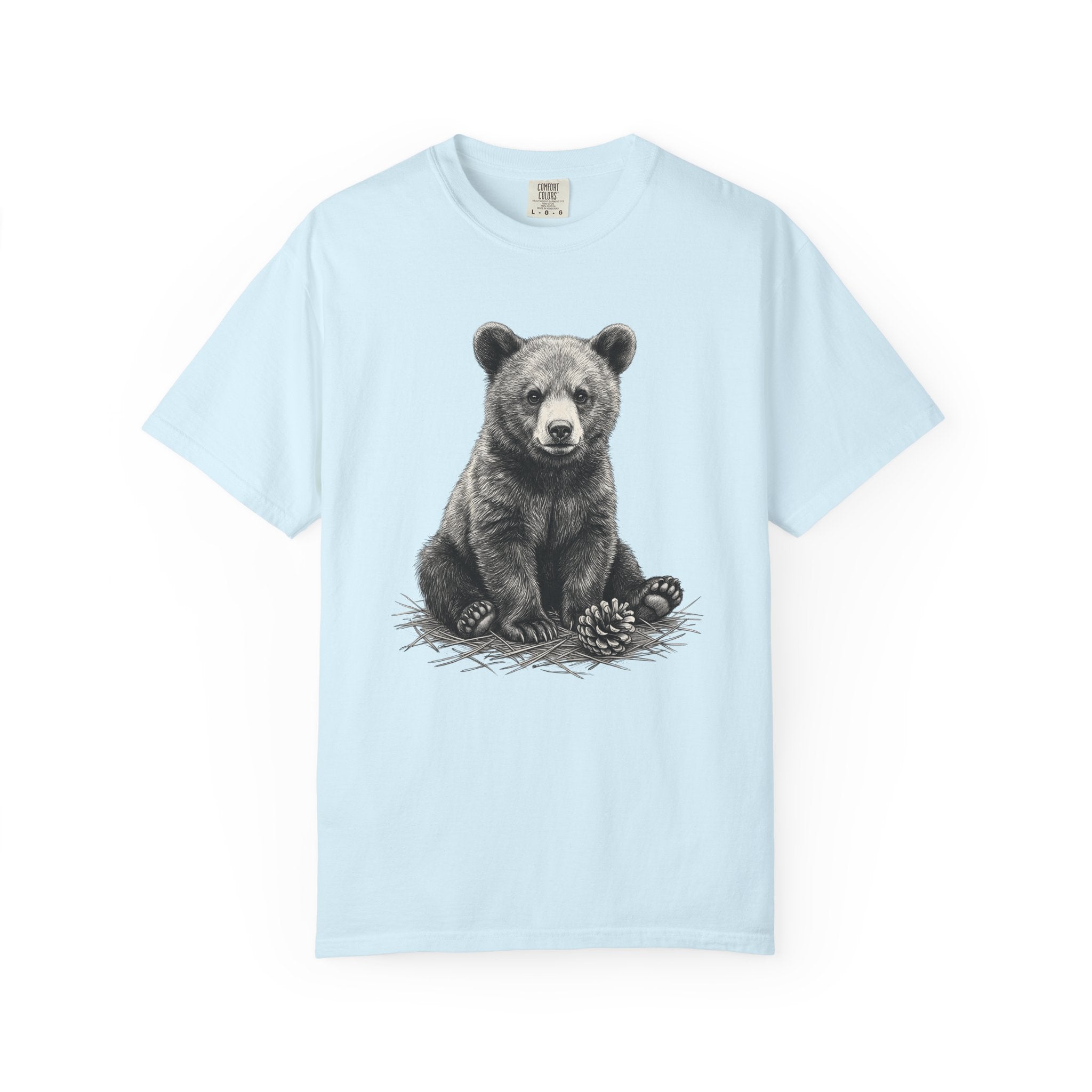 Bear Baby Shirt Animals Fauna Gift Women Sketch Tee Cub T-Shirt Wildlife Fan Animal Tshirt Wildlife Graphic Retro Pine Cone Tshirt