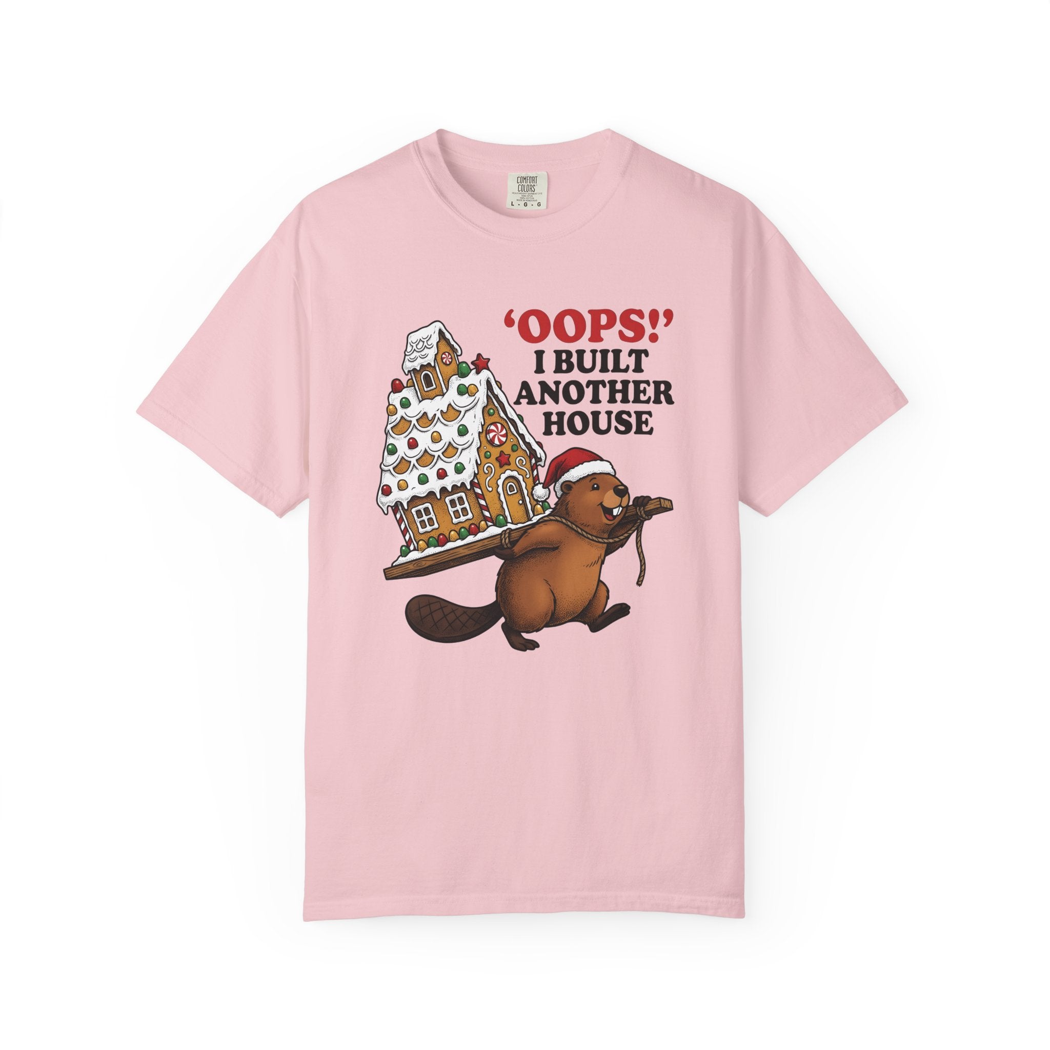 Beaver Gingerbread Cabin Shirt Christmas Pets Gift Women Animated Tee Gingerbread House T-Shirt Xmas Fan Cartoon Tshirt Animal Graphic