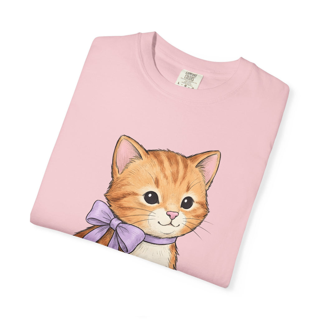 Ginger Cat Shirt Cat Animal Gift Women Kawaii Tee Kitten T-Shirt Cat Fan Feline Tshirt Wildlife Graphic Sketch Ribbon Tshirt