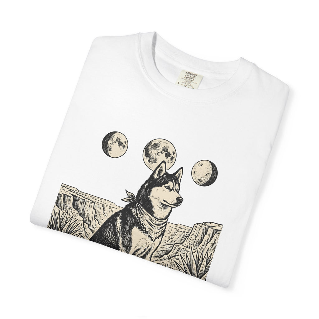 Husky Pet Shirt Dog Wilderness Gift Women Line Art Tee Siberian Husky T-Shirt Dog Owner Fan Minimalist Graphic Tshirt Doodle Moon Cycle