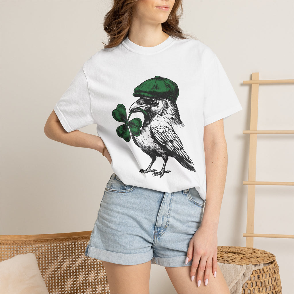 Raven Clover Shirt St Patrick's Day Celtic Gift Women Retro Tee Clover T-Shirt Shamrock Fan Vintage Tshirt Celtic Graphic Sketch Newsboy Hat