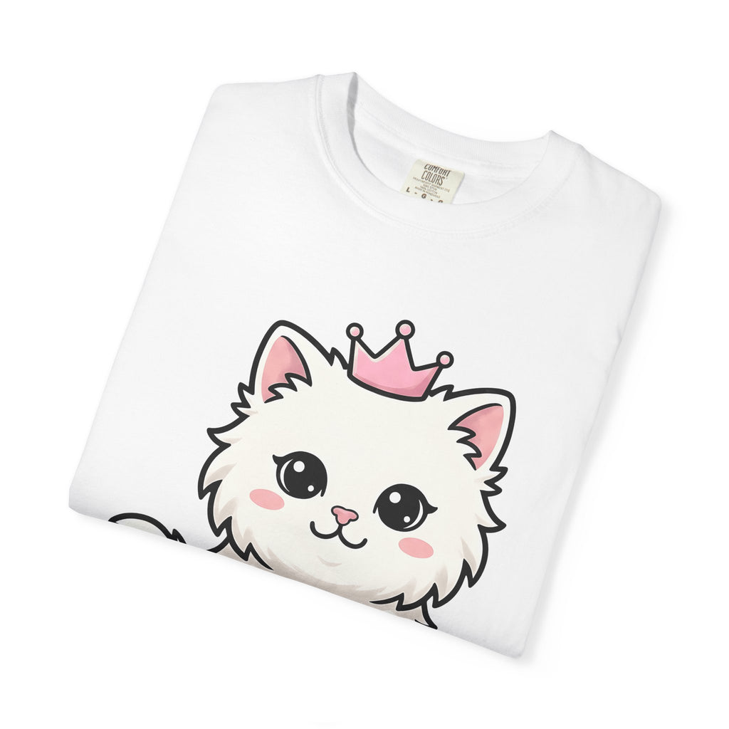 White Kitten Shirt Cat Pet Gift Women Cute Tee Kitten T-Shirt Cat Fan Kitty Tshirt Pet Graphic Comic Tiara Tshirt