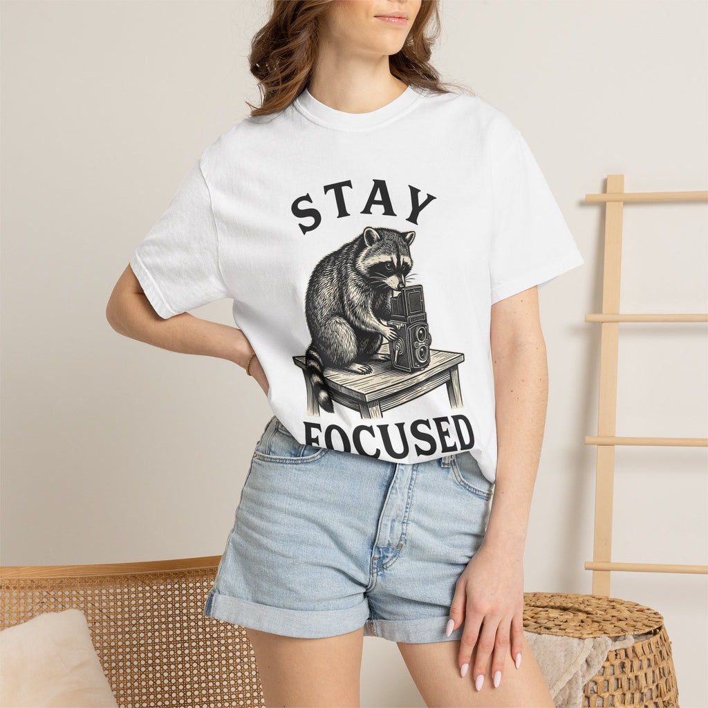 Raccoon Photo Camera Shirt Animals Photos Gift Women Engraving Tee Camera Trap T-Shirt Wildlife Fan Etching Tshirt Photography Graphic Retro