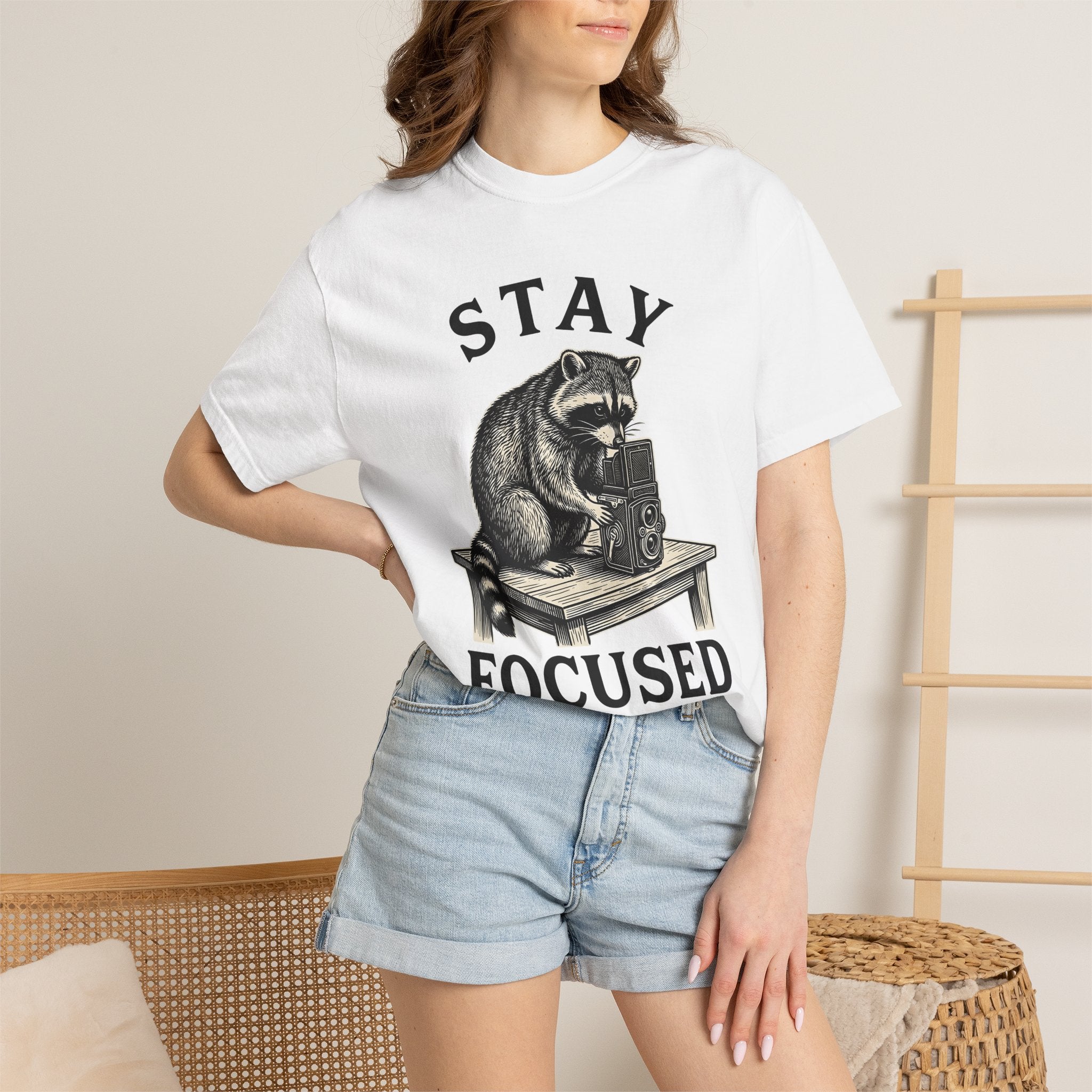 Raccoon Photo Camera Shirt Animals Photos Gift Women Engraving Tee Camera Trap T-Shirt Wildlife Fan Etching Tshirt Photography Graphic Retro