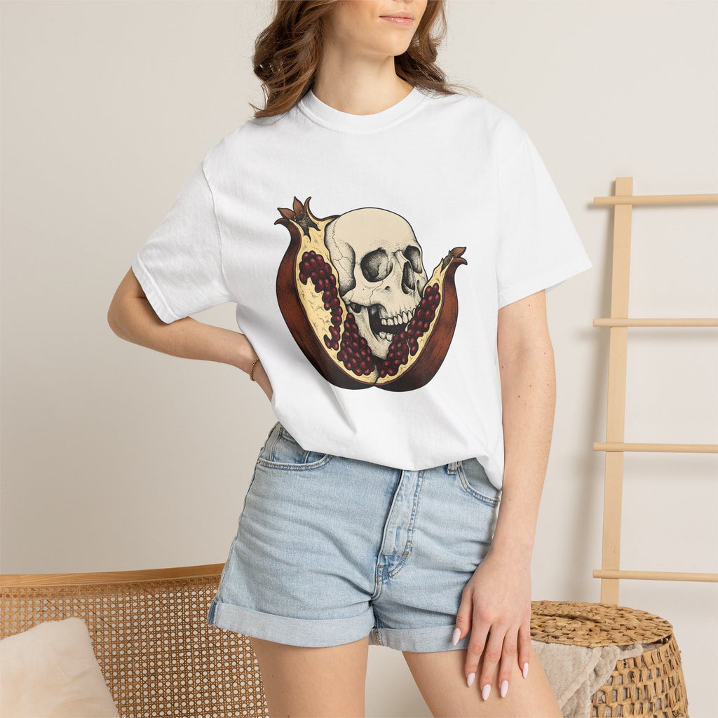 Skull Pomegranate Shirt Funny Paranormal Gift Women Illustration Tee Pomegranate T-Shirt Humor Fan Drawing Graphic Supernatural Graphic