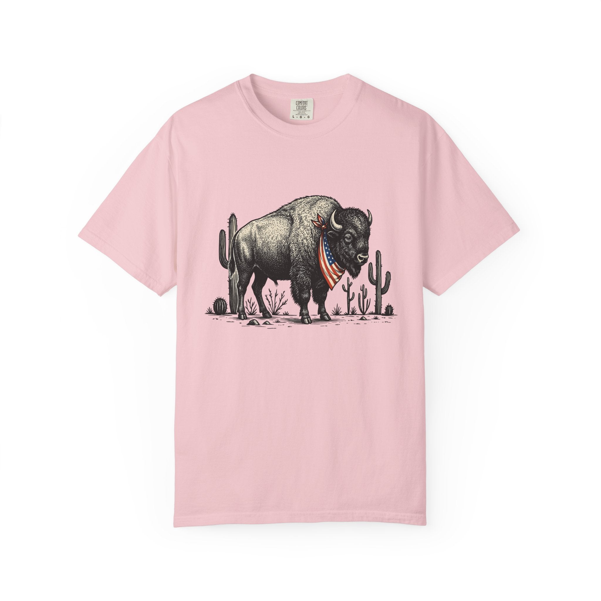 Bison Drawing Shirt America Ranch Gift Women Old School Tee Buffalo T-Shirt American Fan Vintage Tshirt Ranch Graphic Line Art Prickly Pear