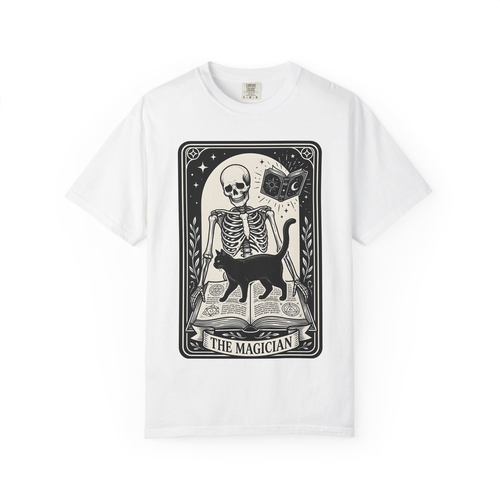 Black Cat Bones Shirt Cat Occult Gift Women Divination Card Tee Cat Skeleton T-Shirt Cat Fan Tarot Card Tshirt Mystic Graphic Hand Drawn